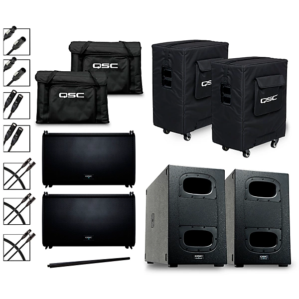 2 LA112 Pole Mounted Active Line Array Speaker Package With 2 KS212C Subwoofers