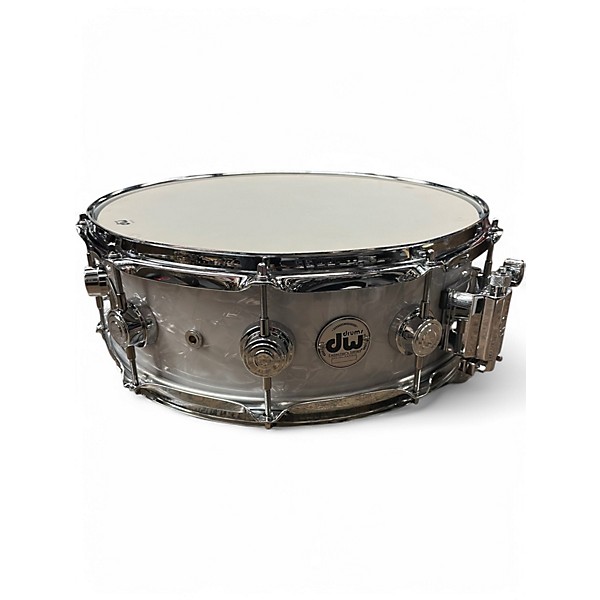 DW Used DW 45X14 Collectors Series Finish Ply Super Solid Maple Snare White Marine Pearl Drum.gc