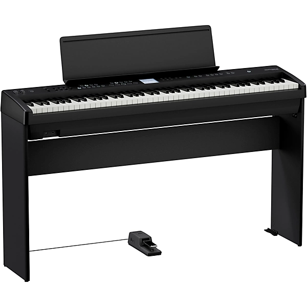 FP E50 Digital Piano with Matching Stand and Sustain Pedal Black