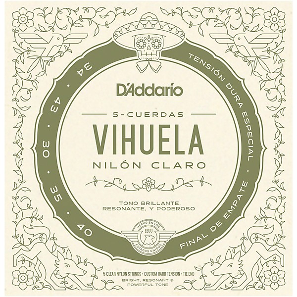 Vihuela 5 String Set Clear Nylon Custom Hard Tension