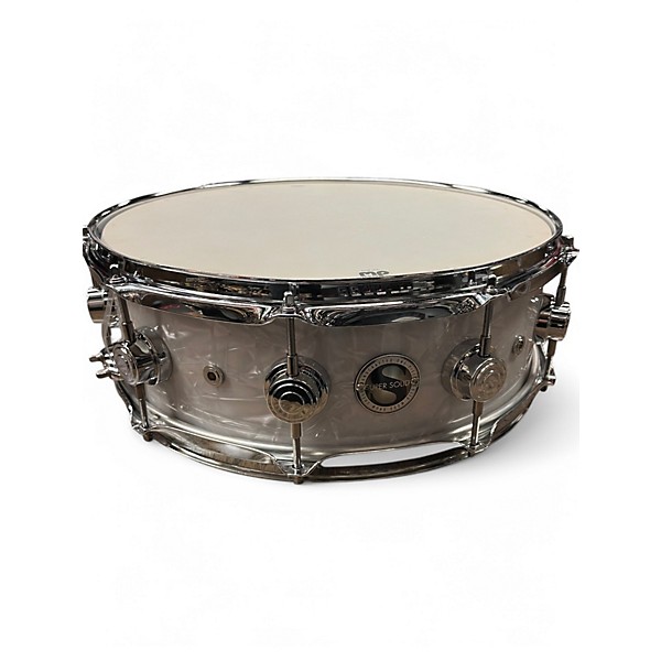 DW Used DW 45X14 Collectors Series Finish Ply Super Solid Maple Snare White Marine Pearl Drum.gc