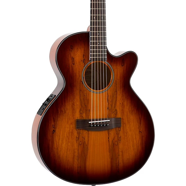 Mitchell MX430 Spalted Maple Acoustic Electric Guitar Whiskey Burst