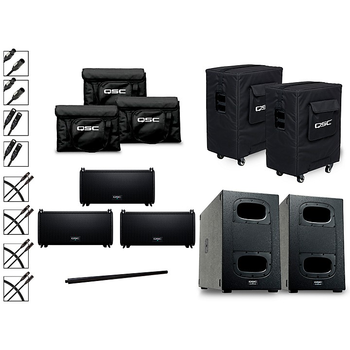 3 LA108 Pole Mounted Active Line Array Speaker Package With 2 KS212C Subwoofers