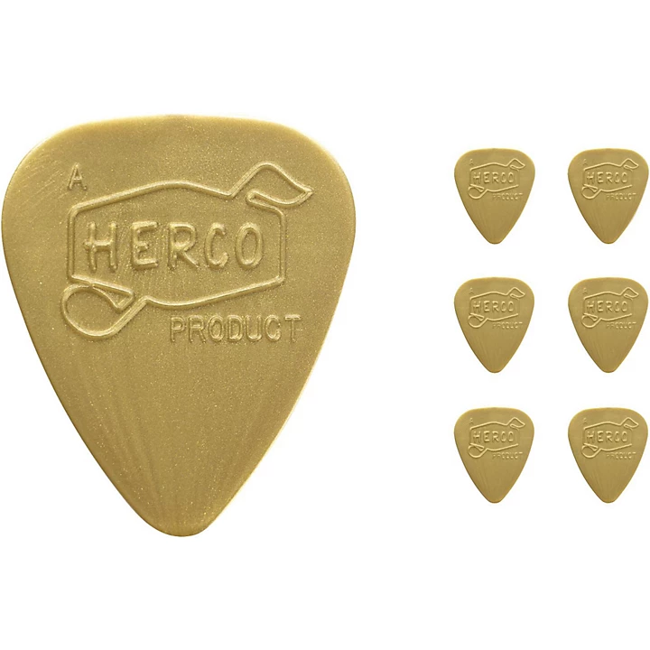 Herco Vintage 66 Light Picks Gold 6 Pack