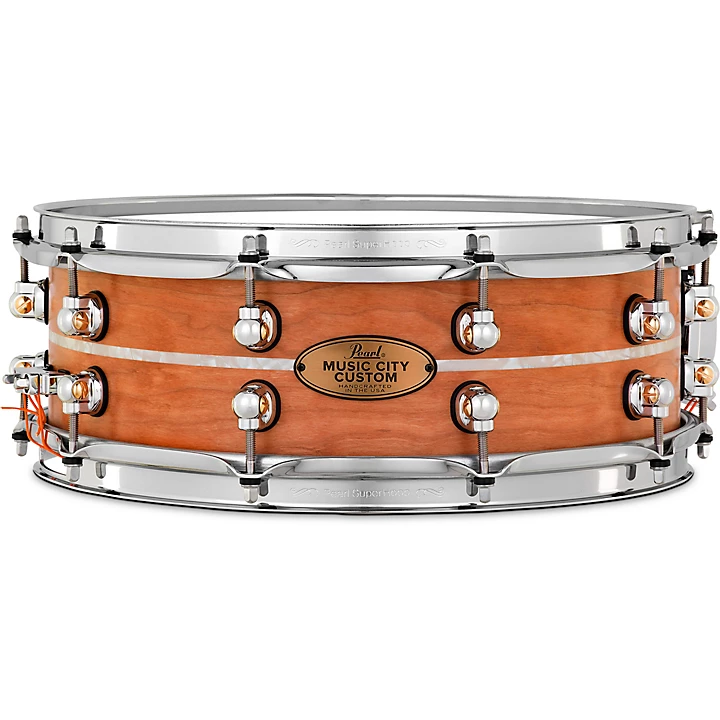 Music City Custom Solid Shell Snare Cherry with Nicotine Marine Inlay