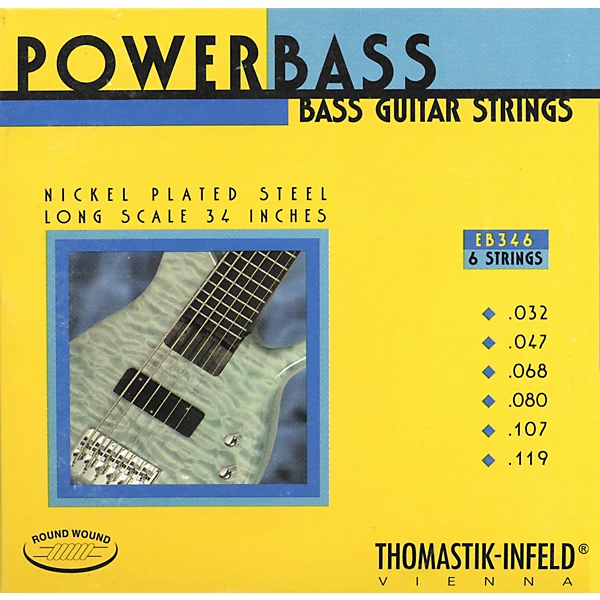 EB346 Medium Light Power Bass Roundwound 6 String Bass Strings
