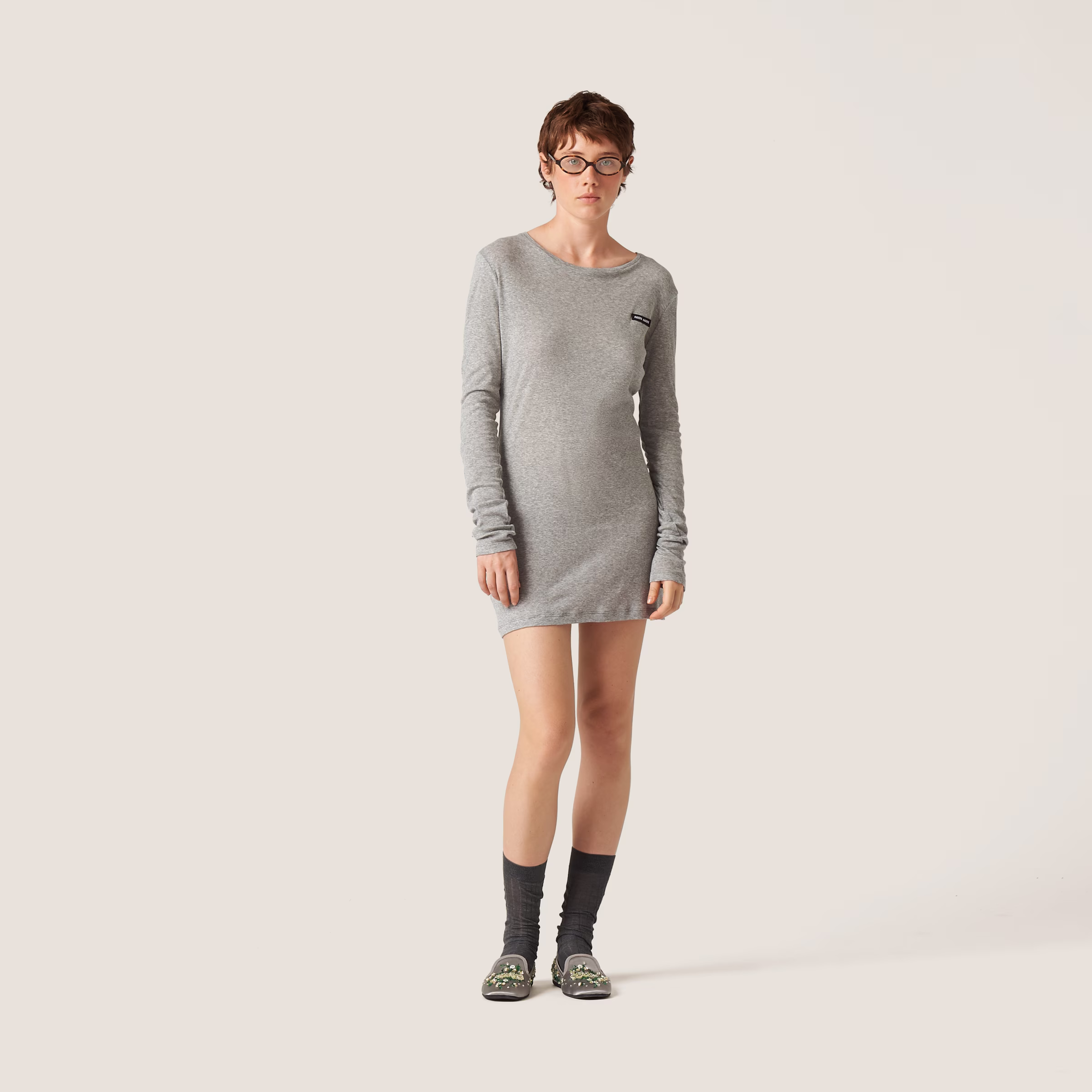 Ribbed Knit Jersey Dress