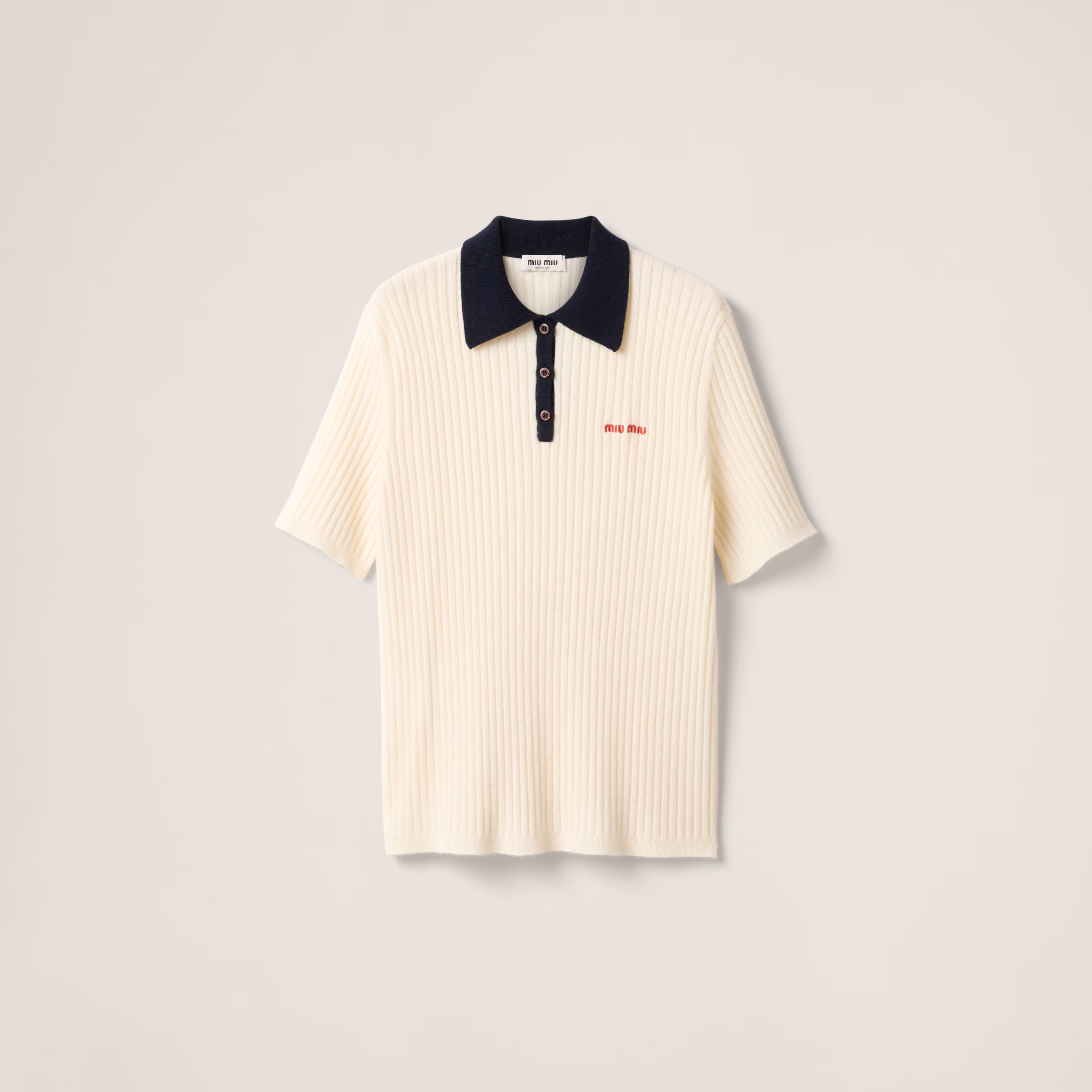 Ribbed Cashmere Polo Shirt