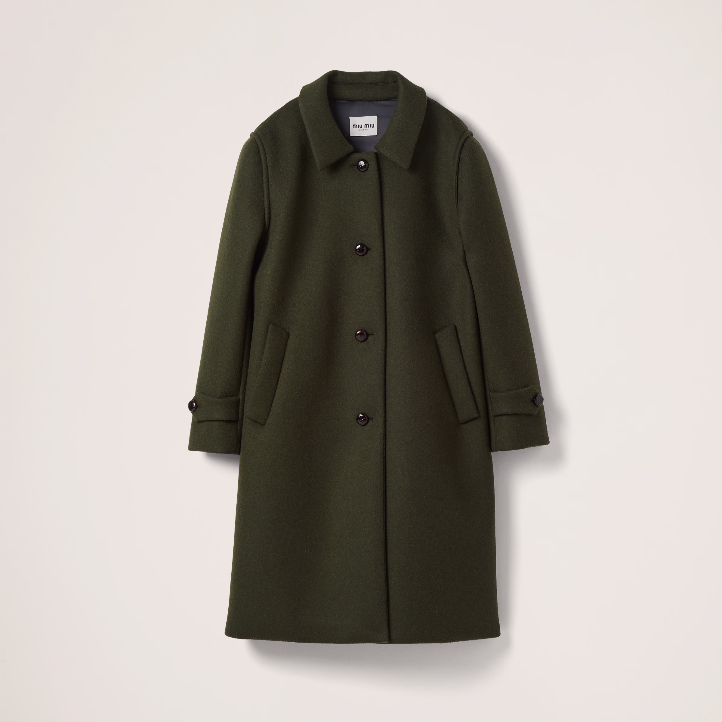 Single-Breasted Loden Cloth Coat