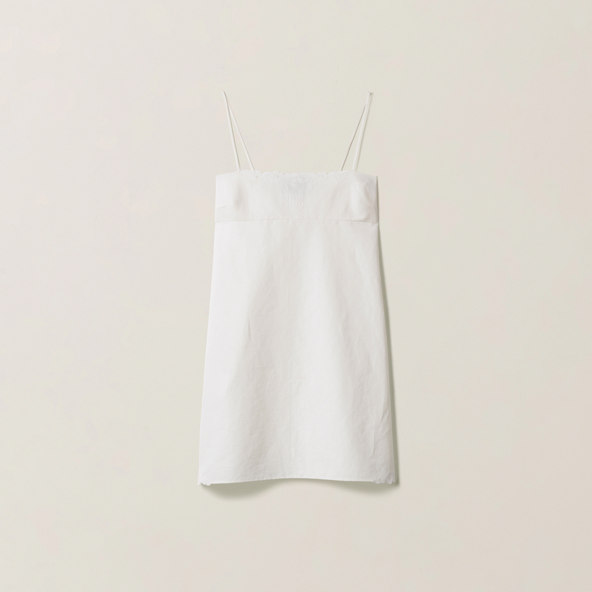 Embroidered Slubbed Canvas Mini-Dress
