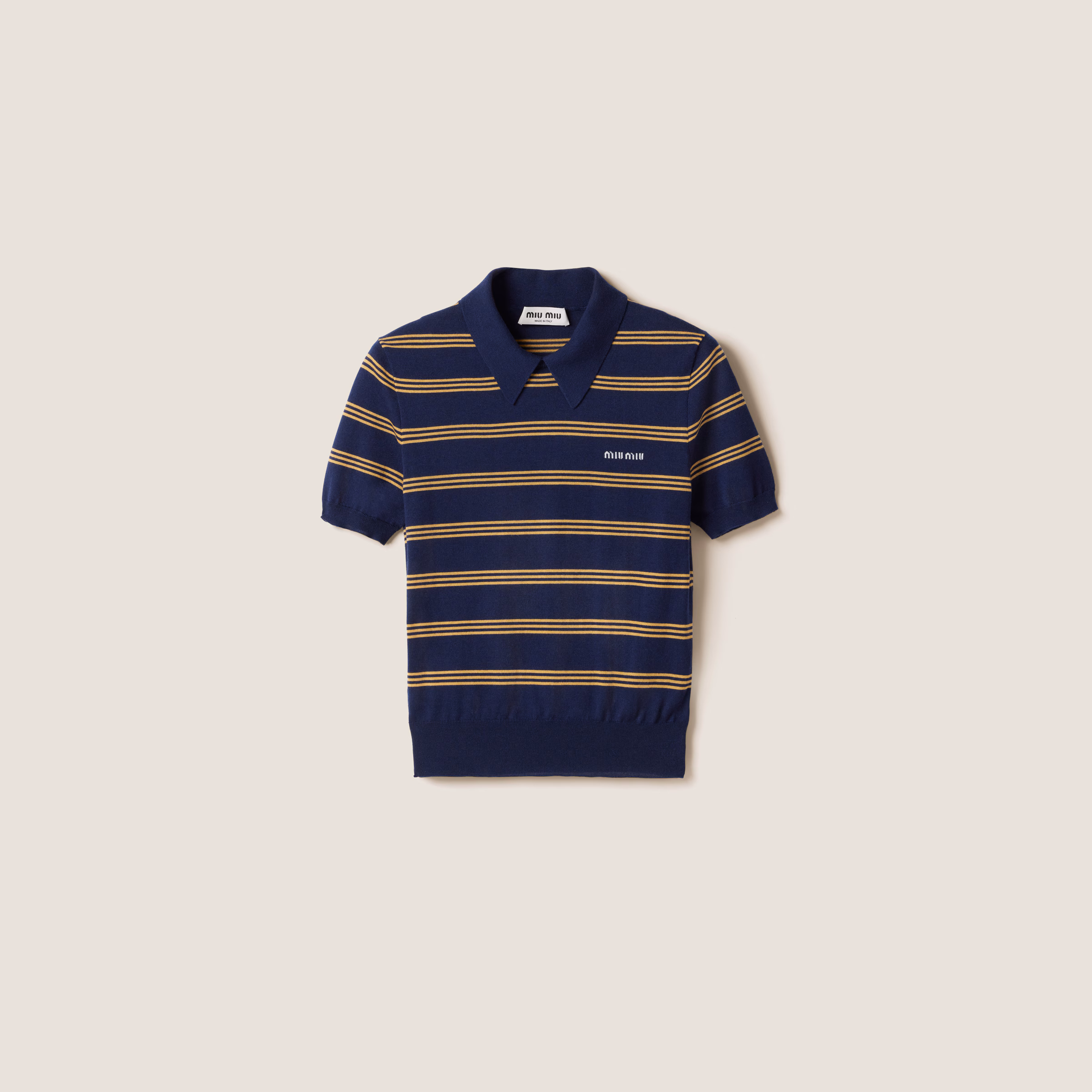 Striped Cashmere And Silk Polo Sweater