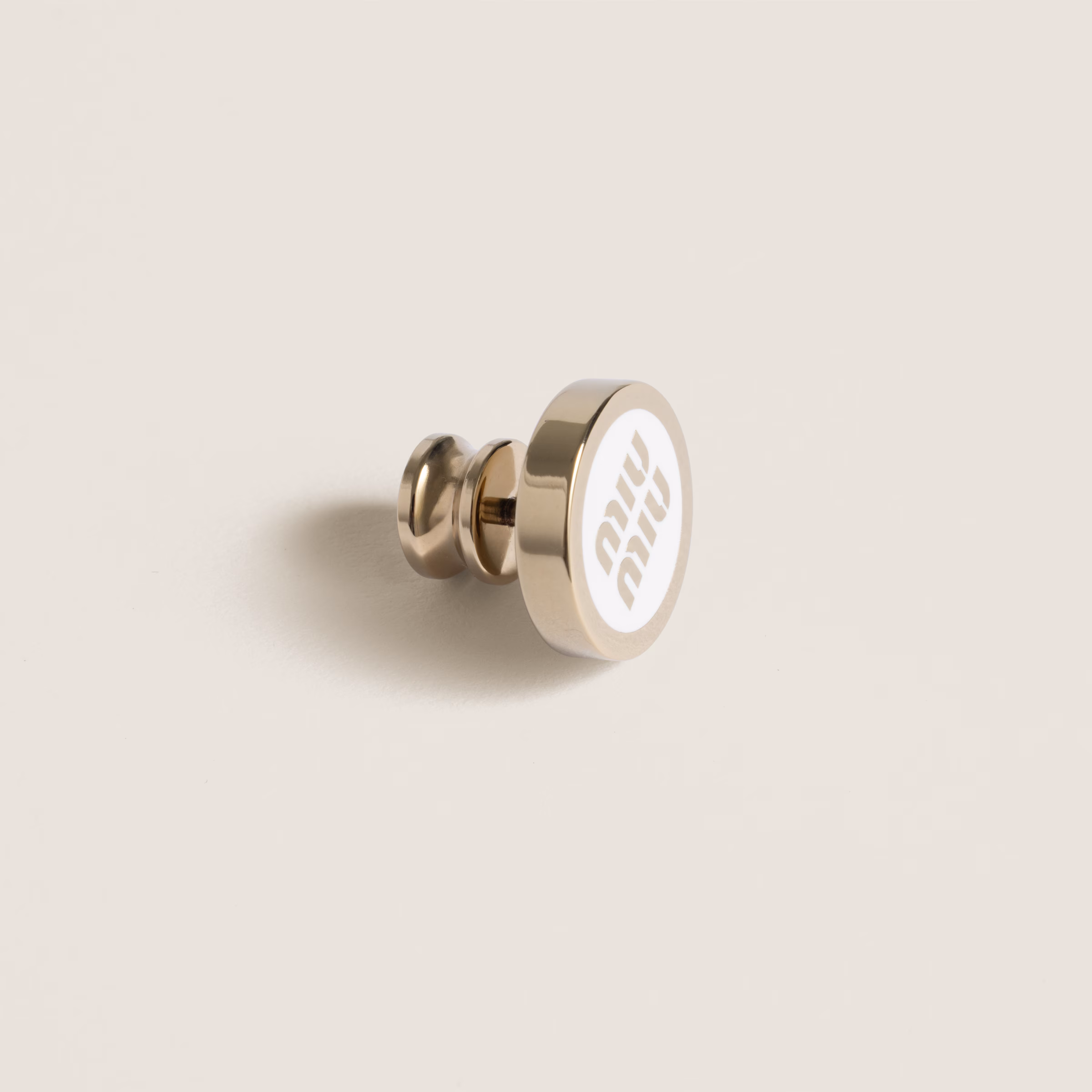 Enameled Metal Logo Brooch