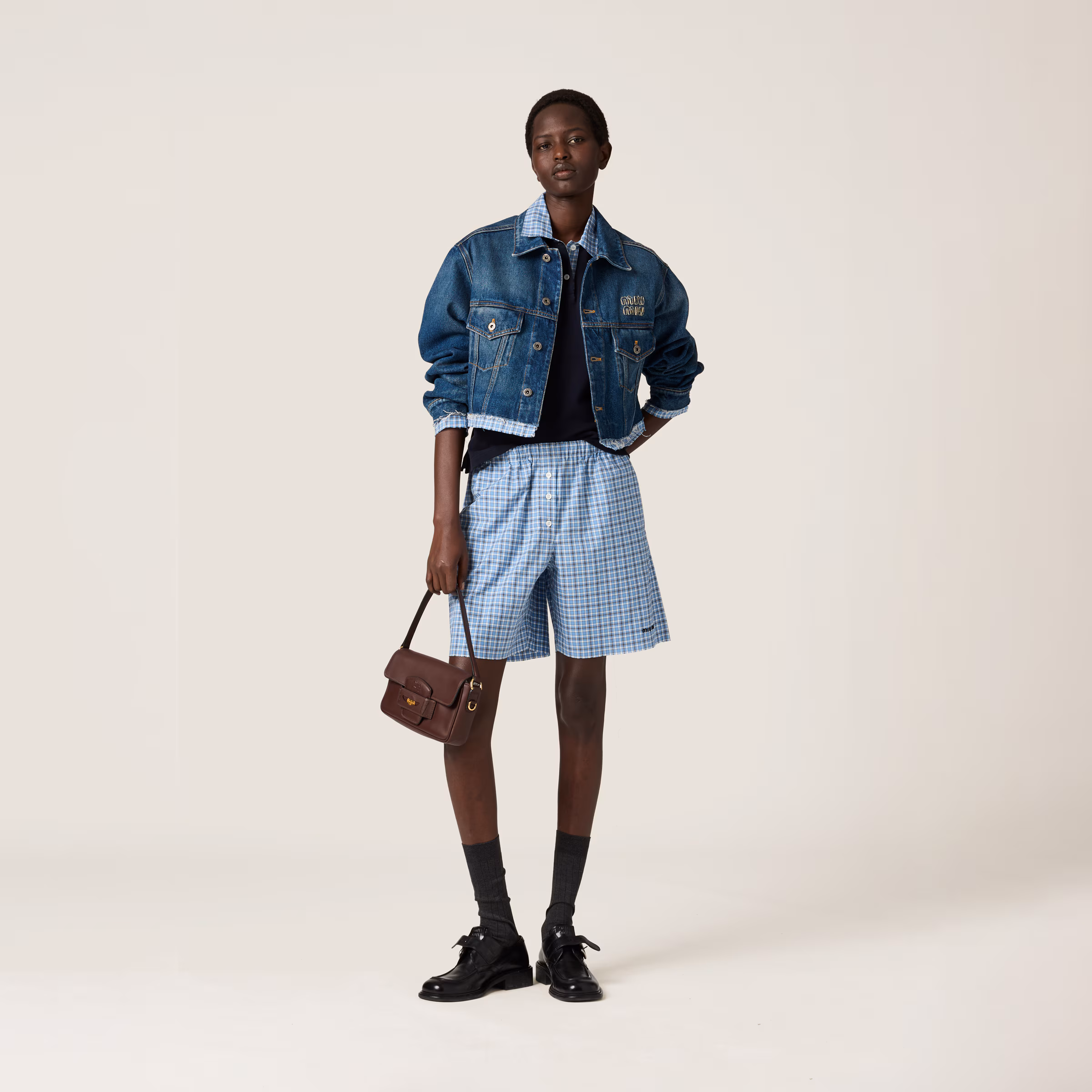 Washed Denim Blouson Jacket