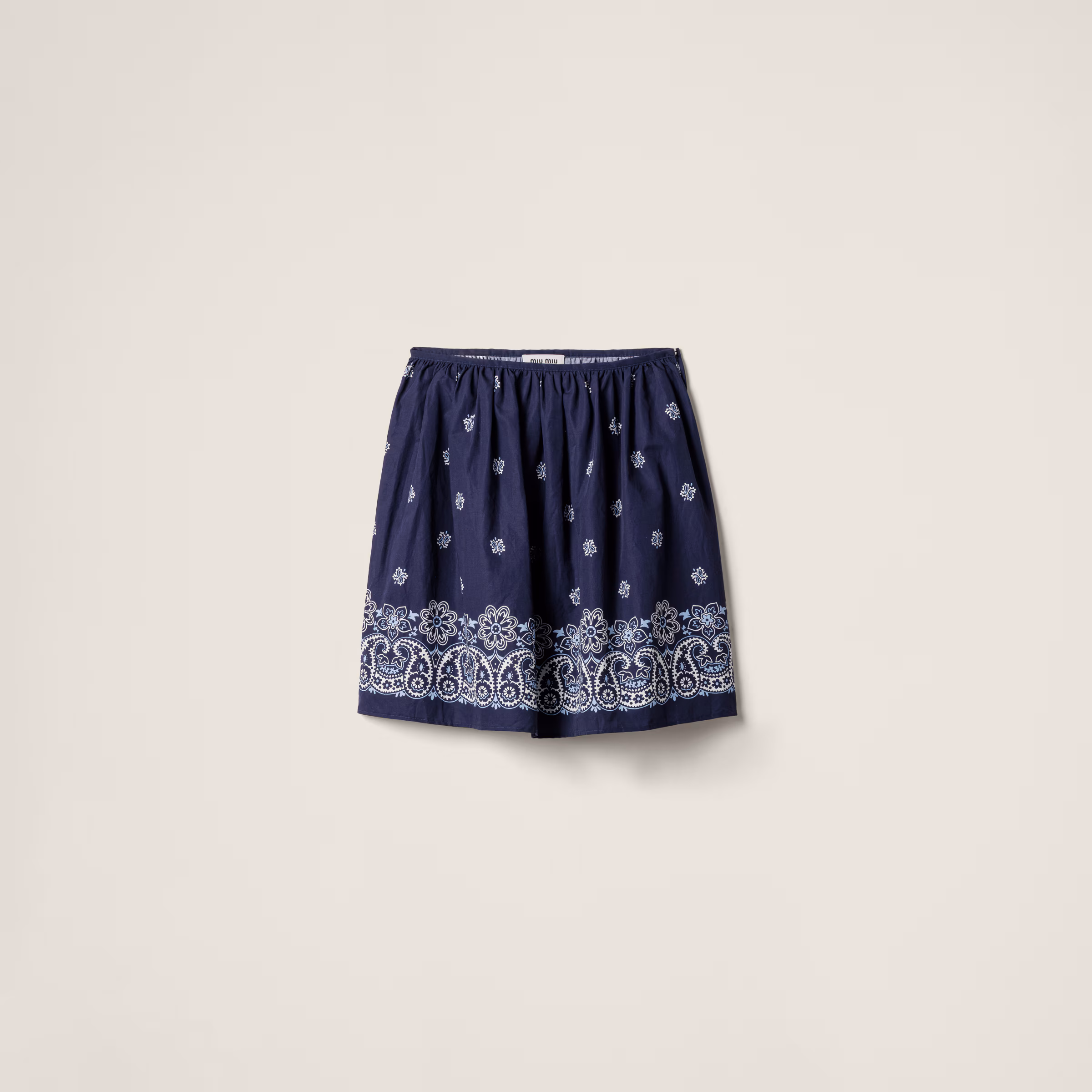 Printed Slubbed Poplin Skirt