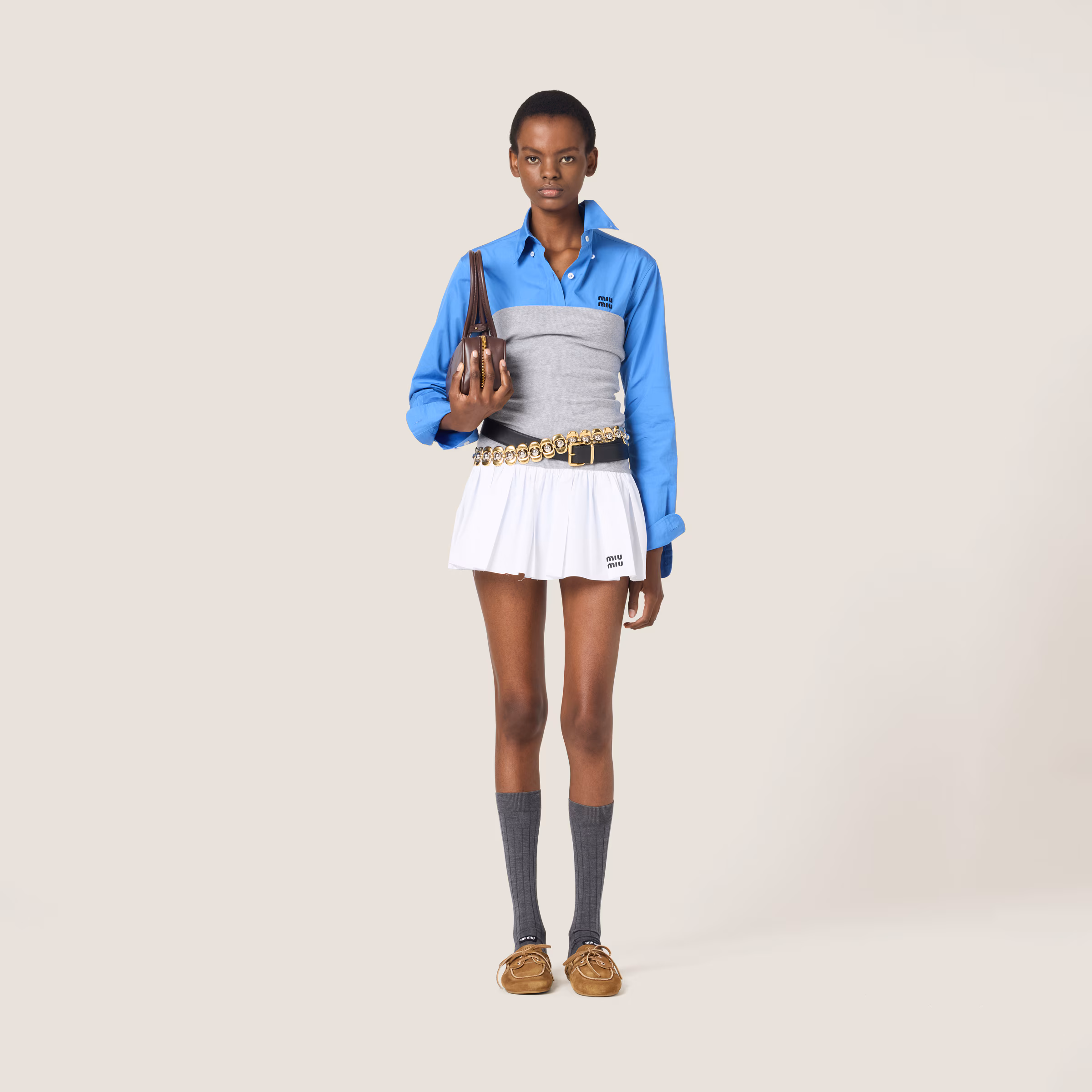 Poplin And Jersey Miniskirt
