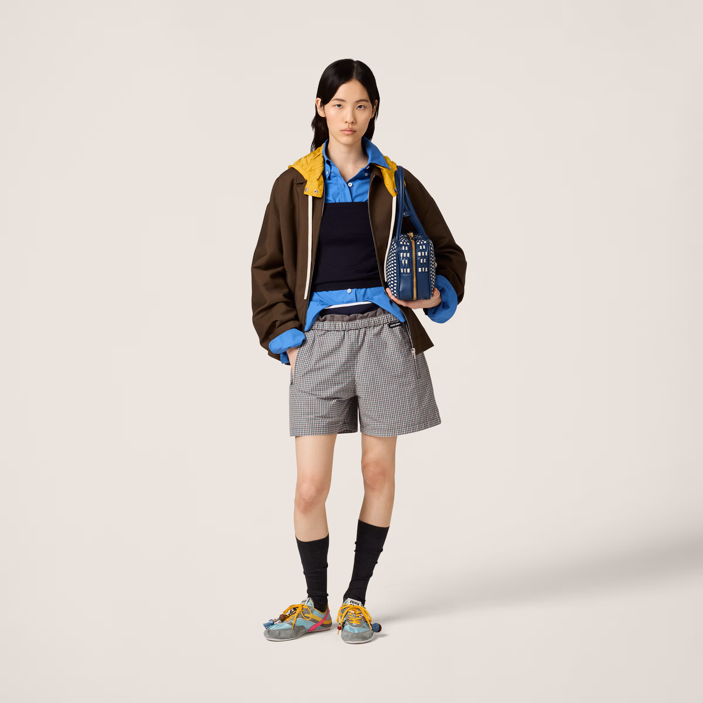 Checked Technical Fabric Bermudas
