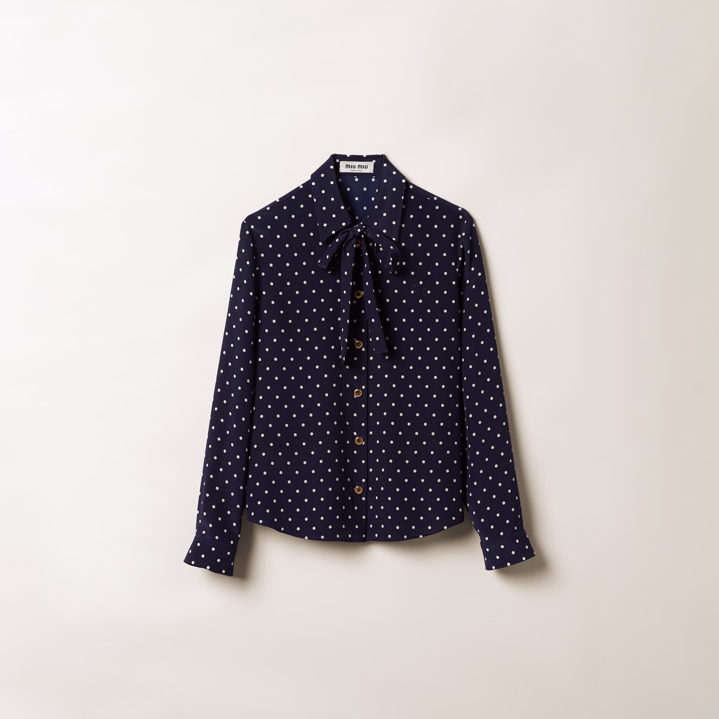 Polka-Dot Crepe De Chine Shirt
