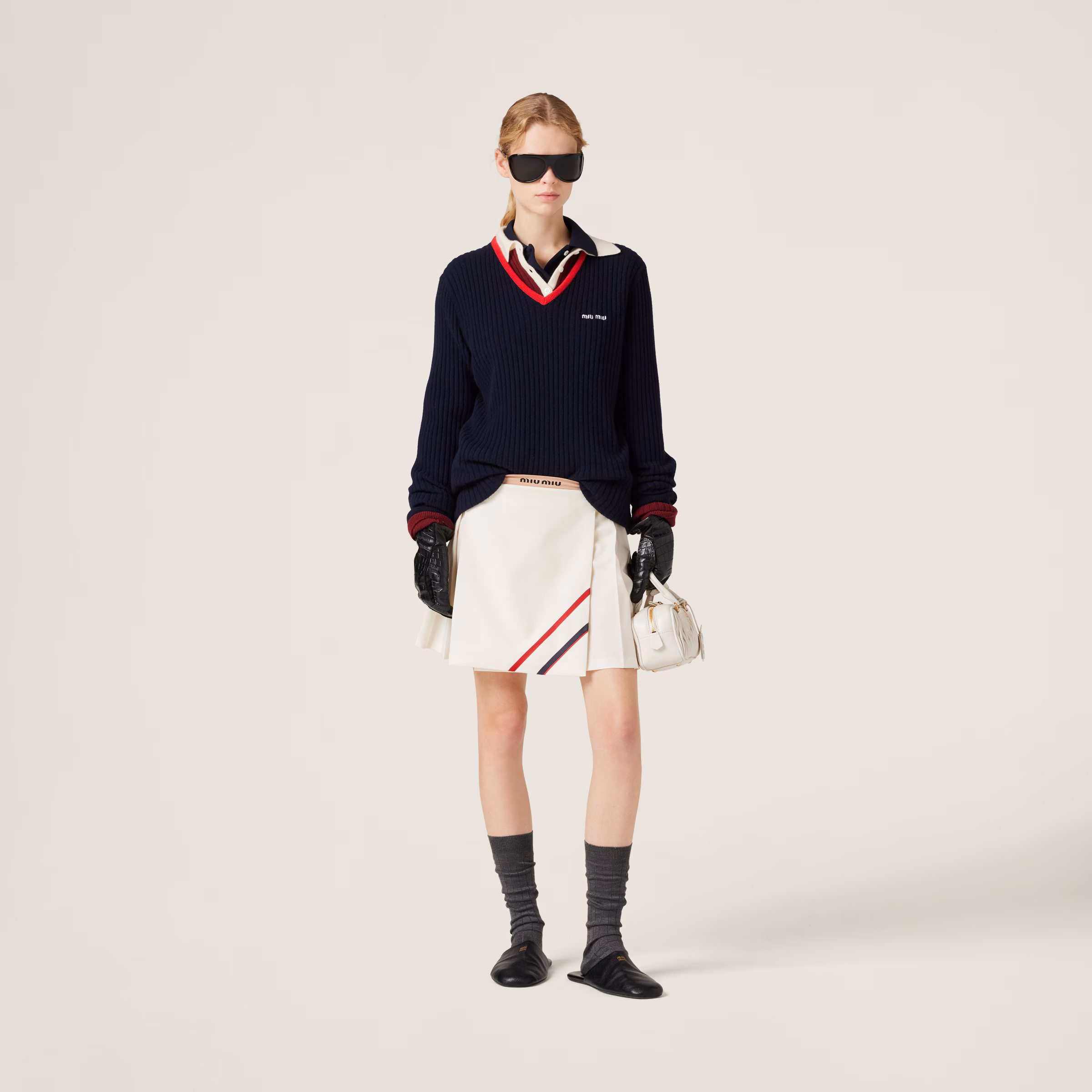 Pleated Mohair Fabric Mini-Skirt