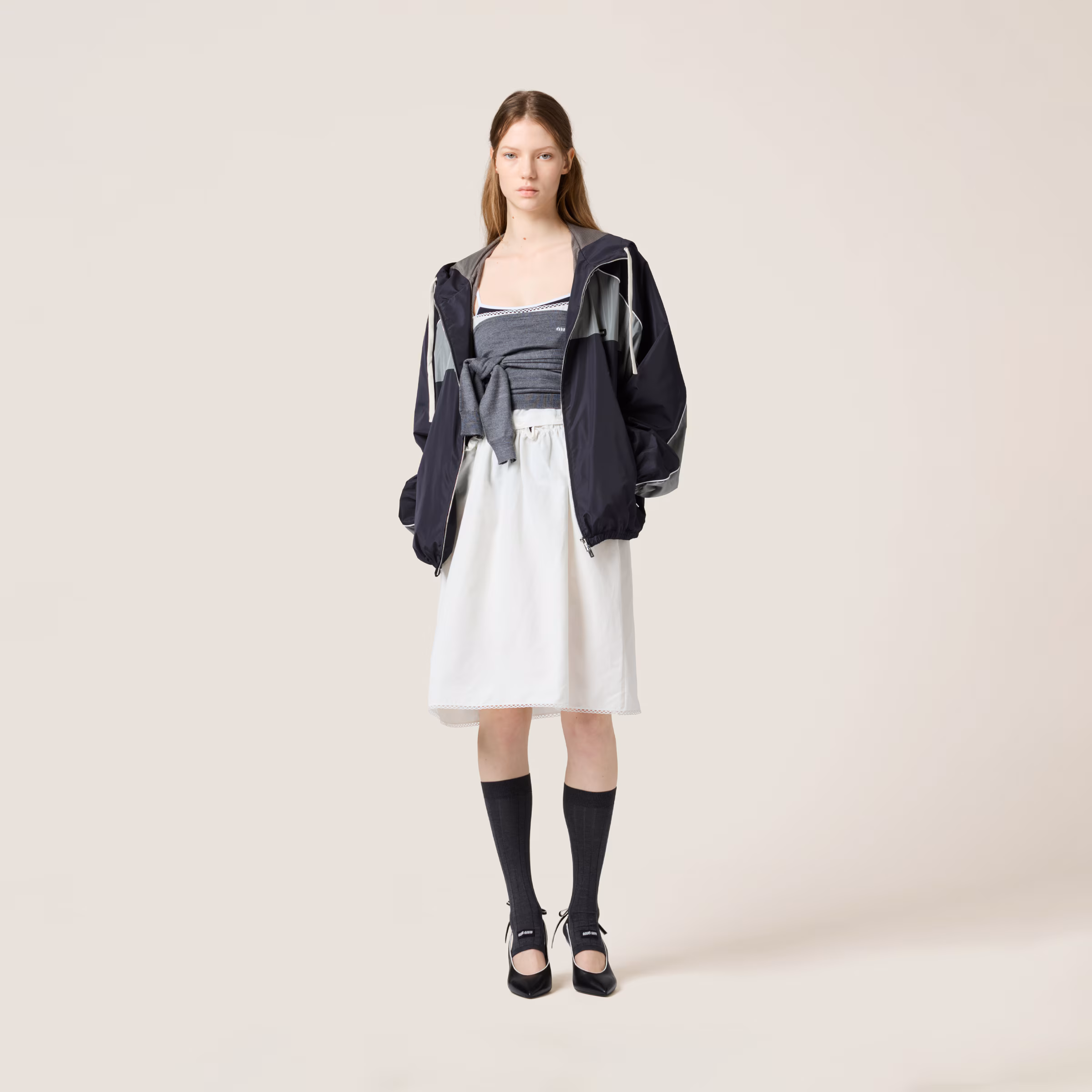Technical Silk Zipper Blouson Jacket