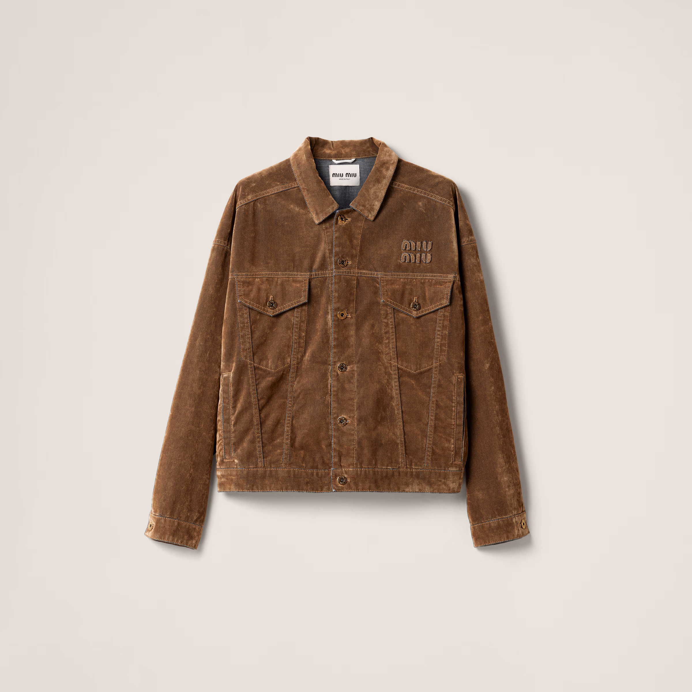 Washed Flocked Chambray Blouson Jacket