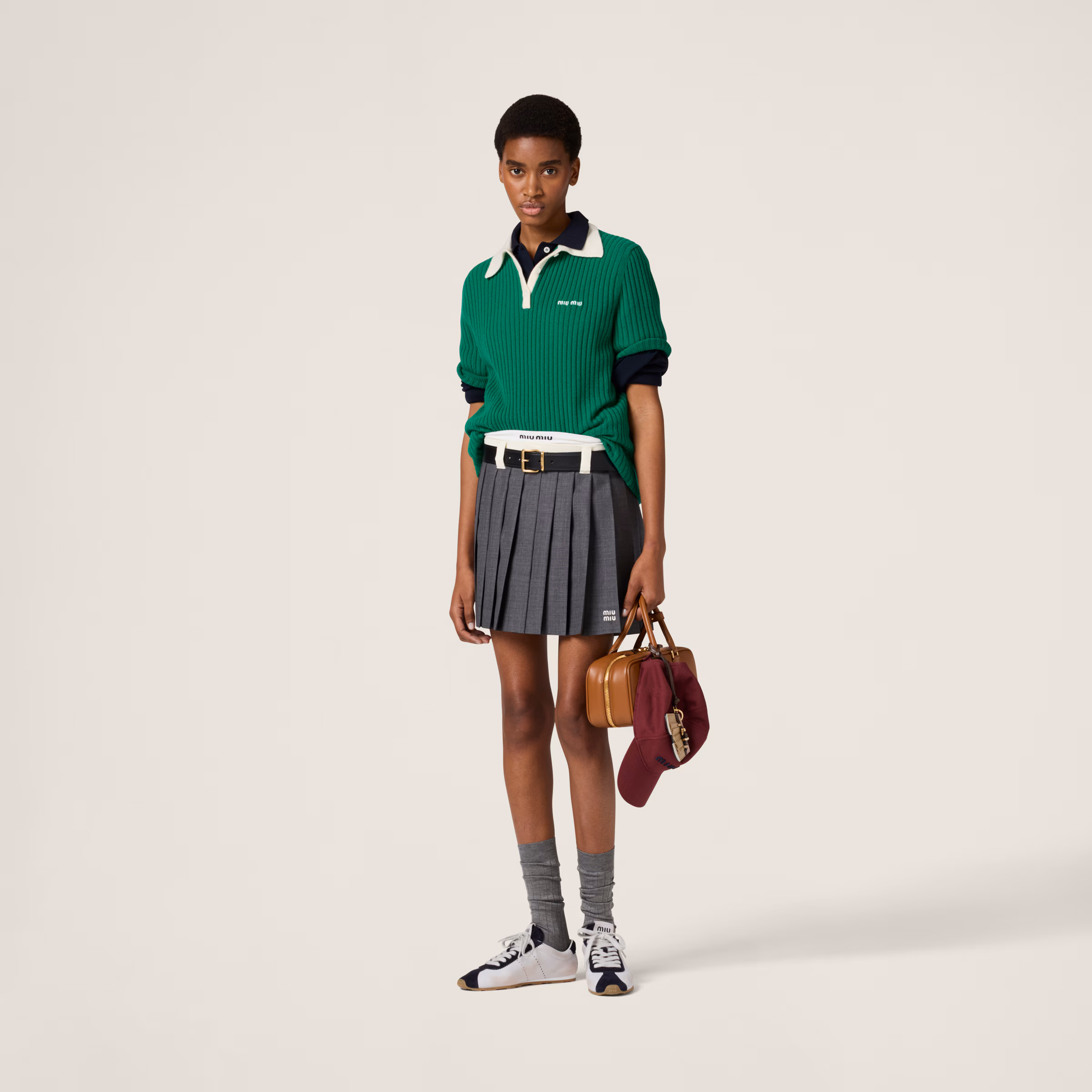 Ribbed Cashmere Polo Shirt