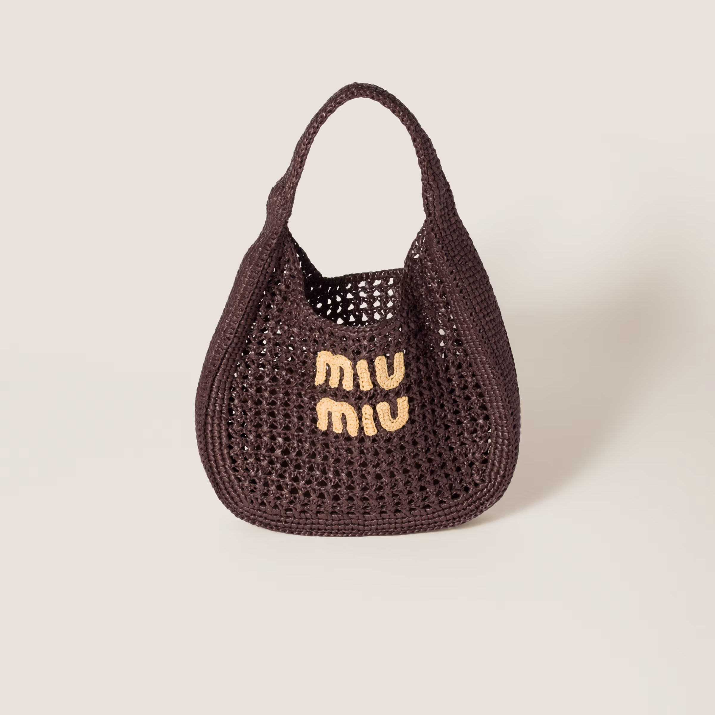 Raffia-Effect Woven Hobo Bag