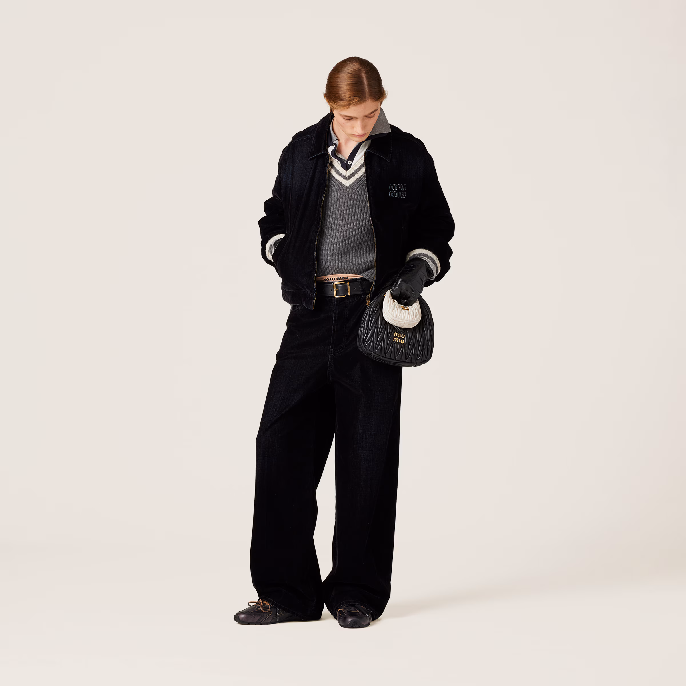Washed Flocked Chambray Pants