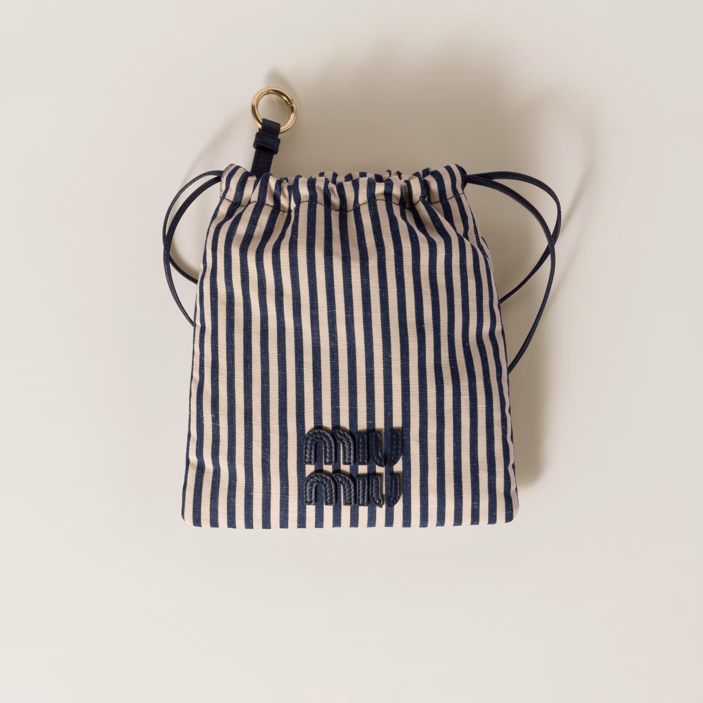 Striped Fabric Drawstring Pouch