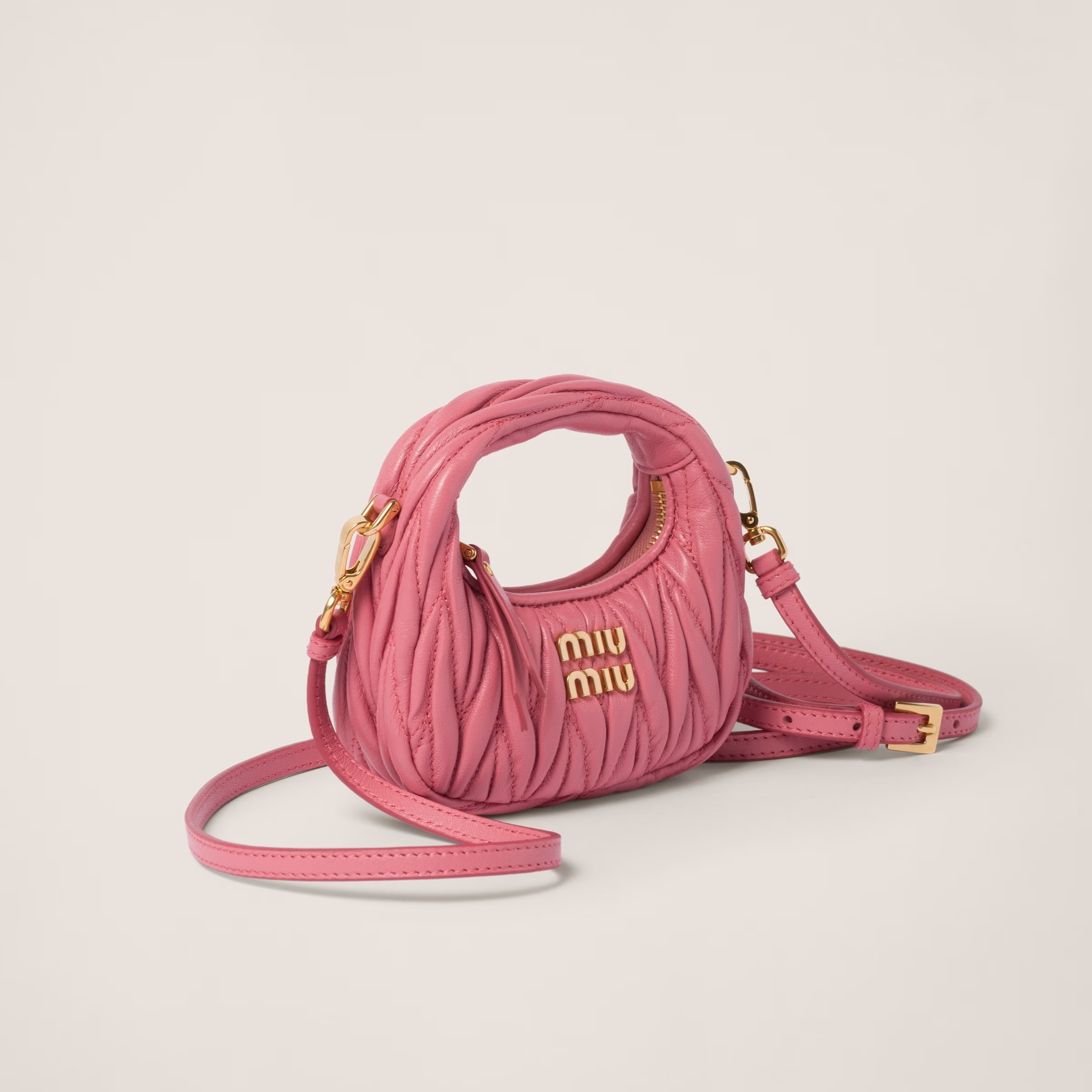 Wander Matelassé Nappa Leather Micro Hobo Bag