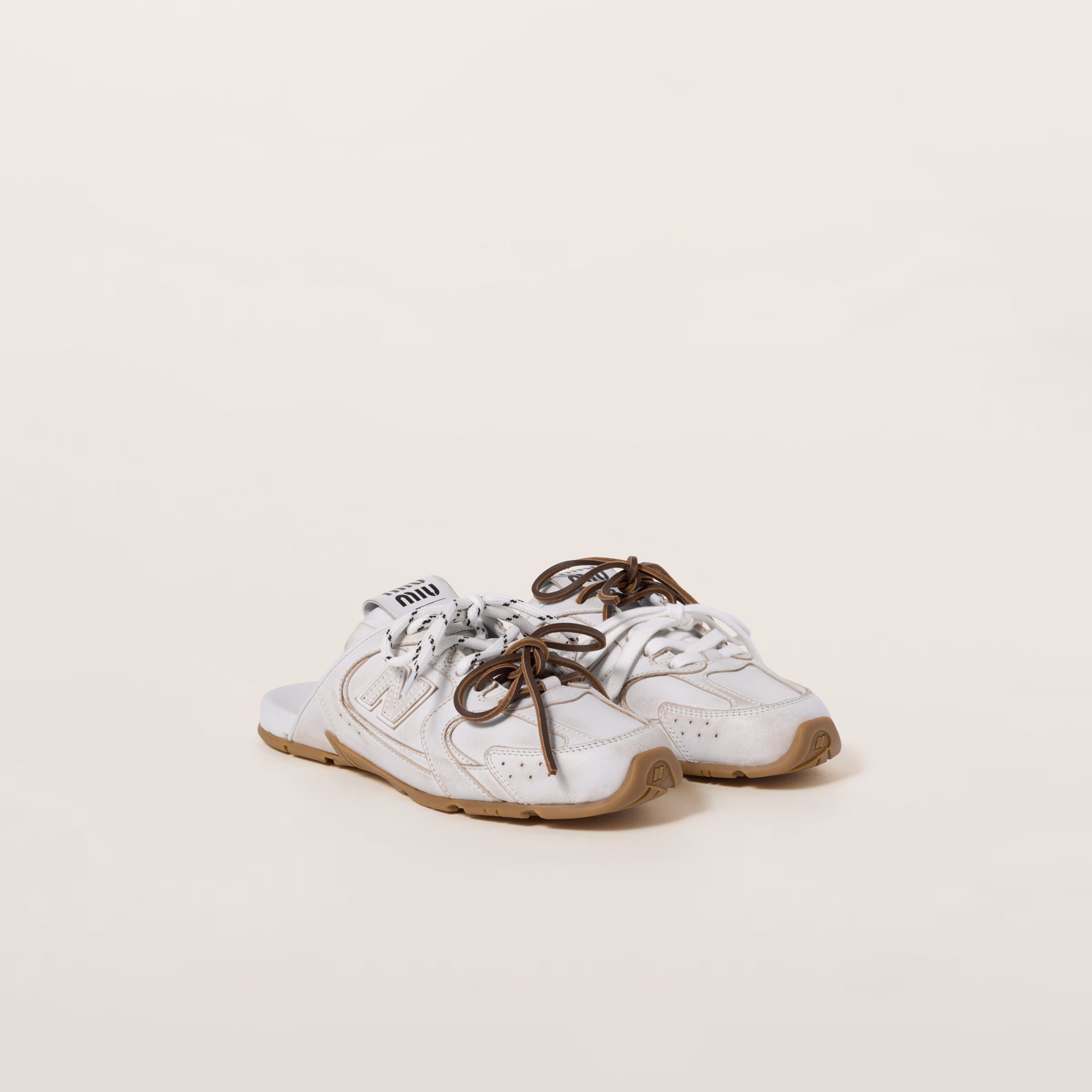 New Balance X Miu Miu 530 Sl Deco Calf Leather Mules