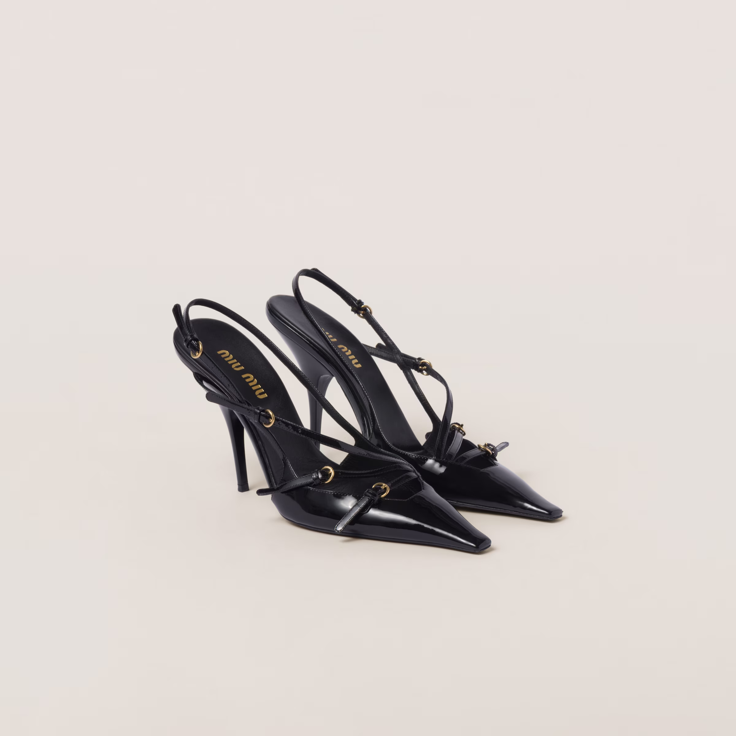 Patent Leather Slingbacks With Buckles
