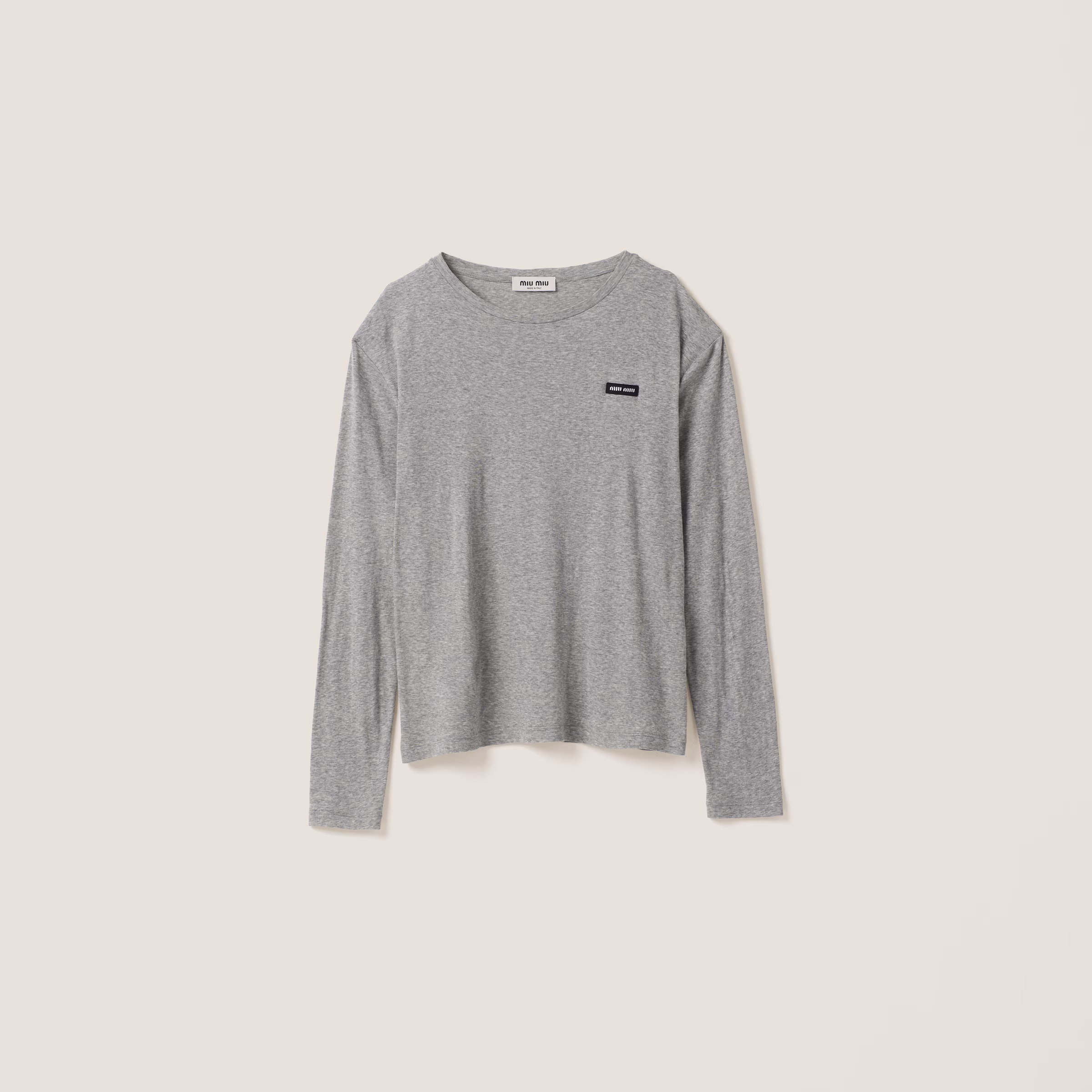 Long-Sleeved Ribbed Jersey T-Shirt