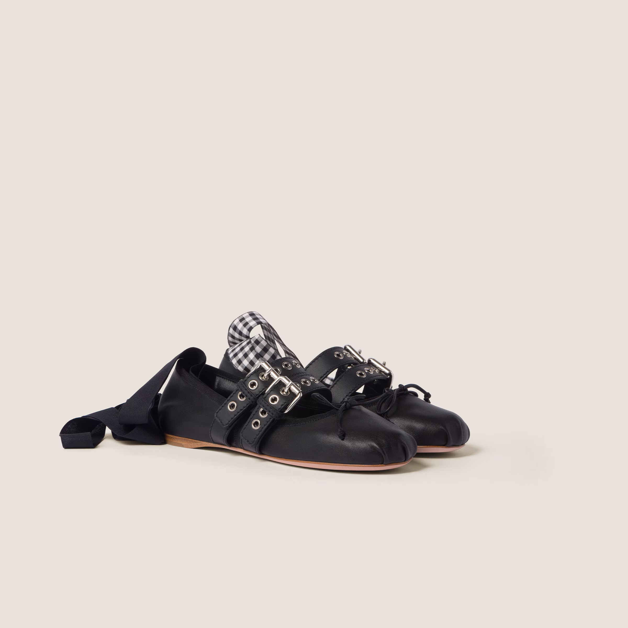 Nappa And Calf Leather Ballerinas