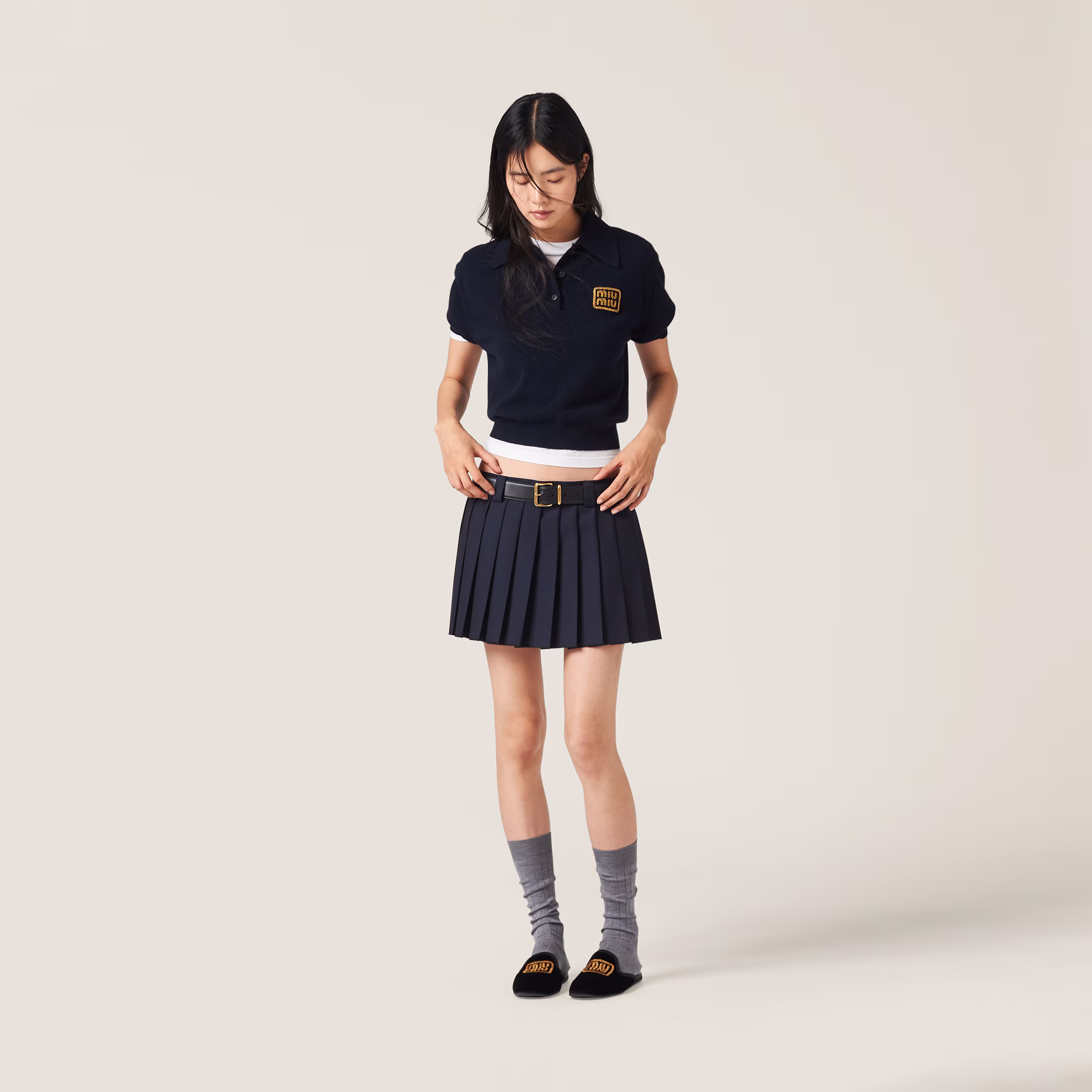 Pleated Batavia Miniskirt