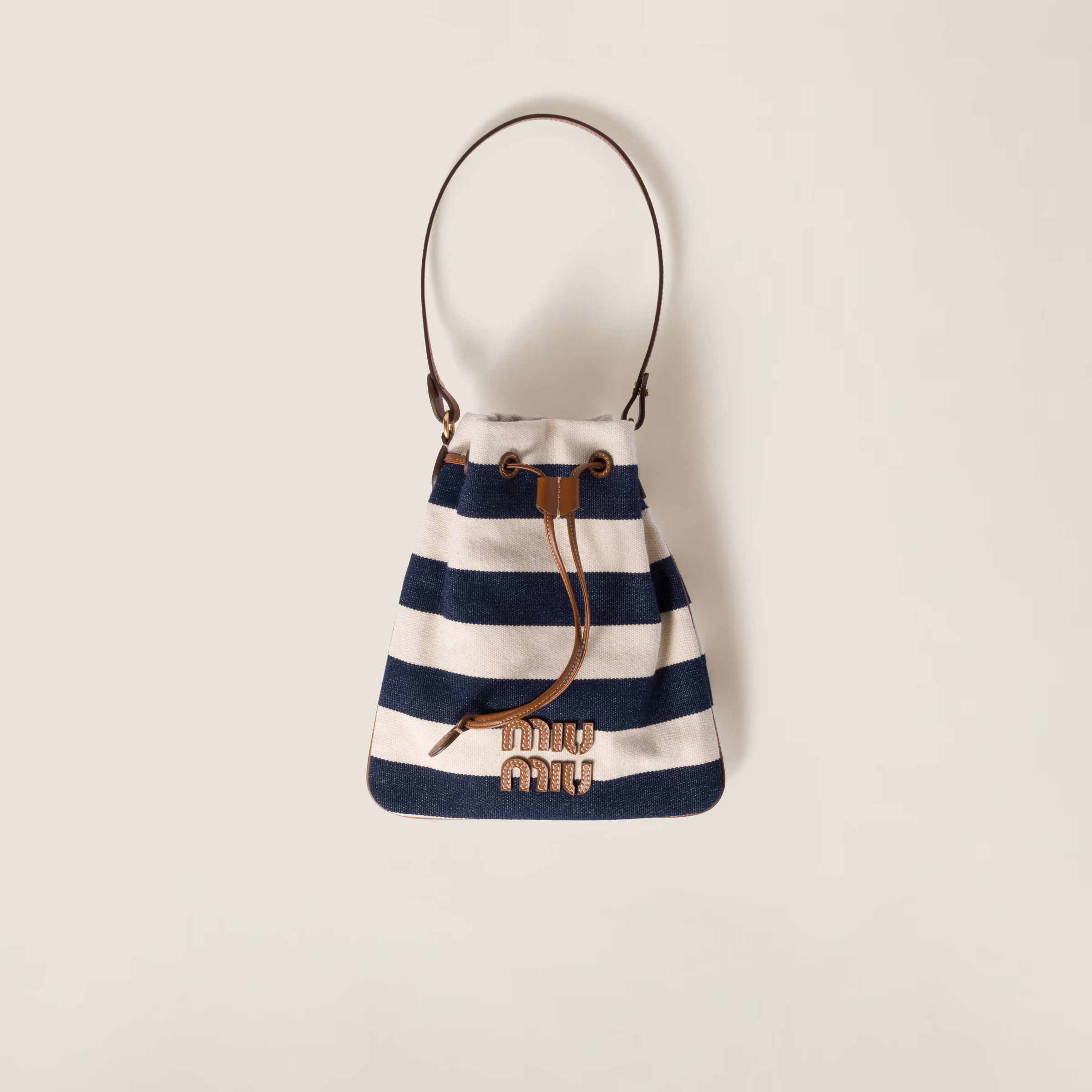 Striped Fabric Drawstring Pouch