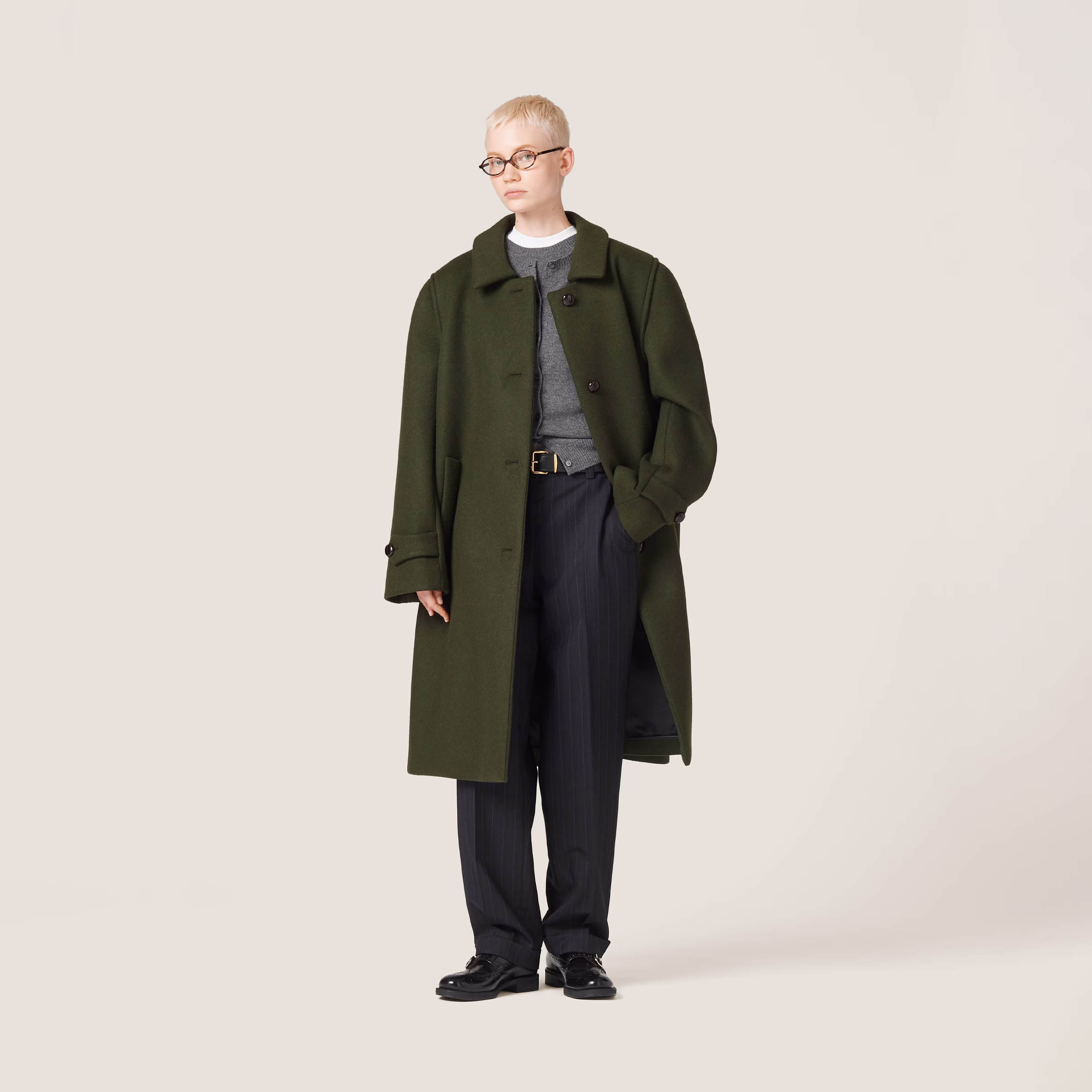 Single-Breasted Loden Cloth Coat