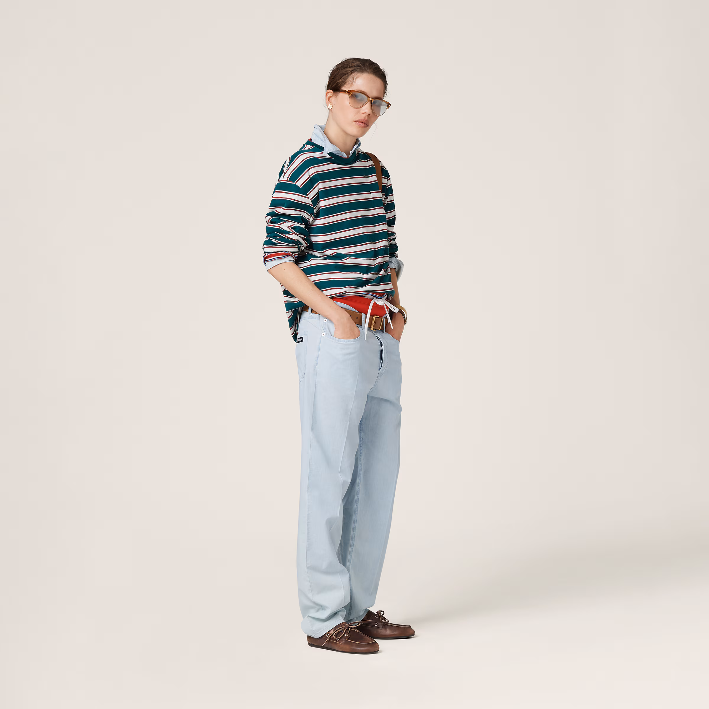 Five-Pocket Chambray Denim Jeans