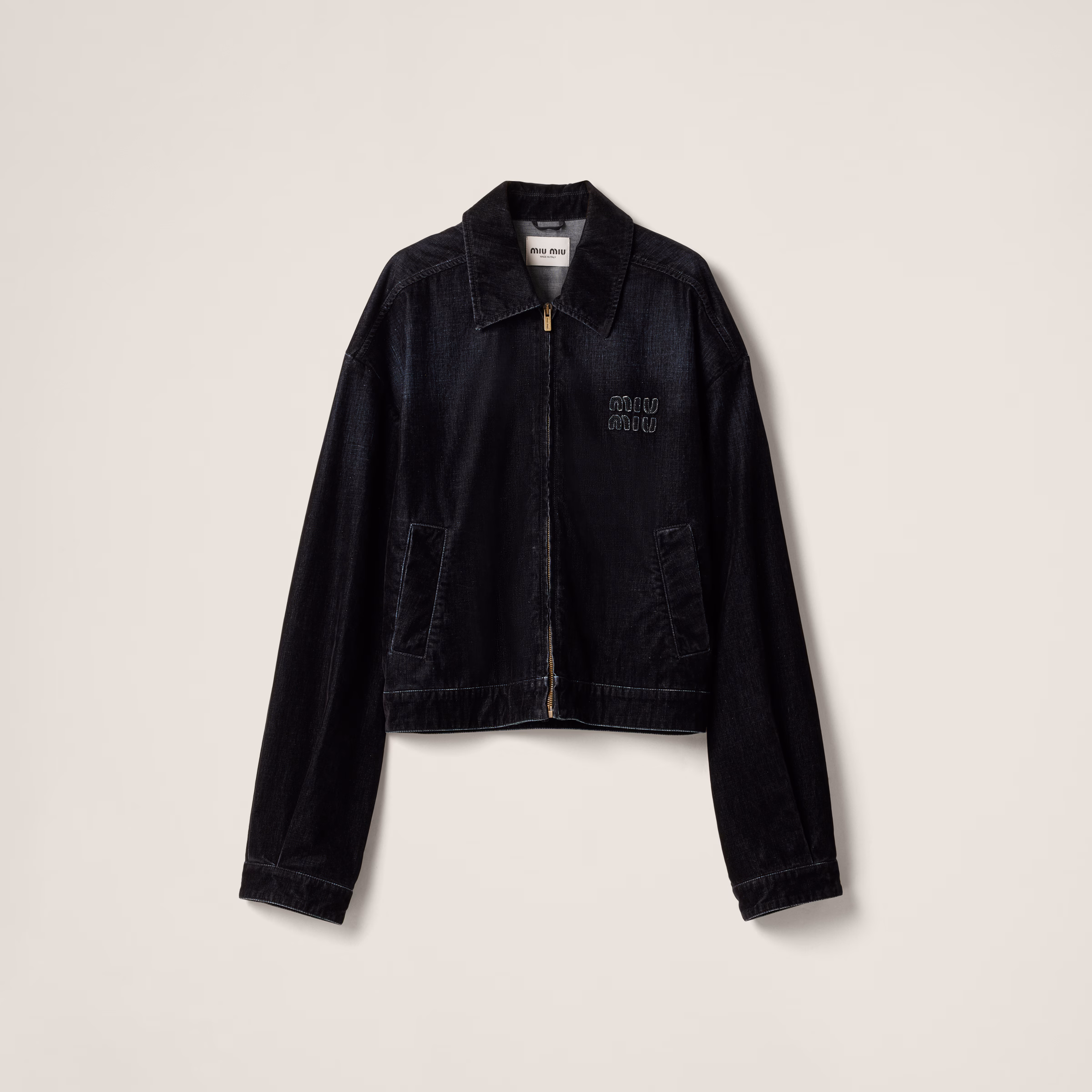 Flocked Chambray Blouson Jacket