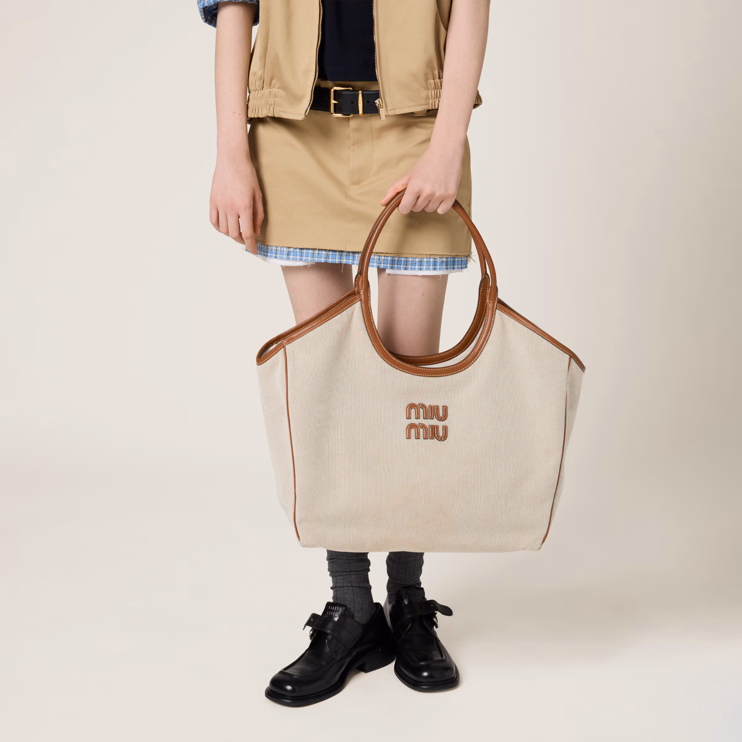 Ivy Canvas And Leather Tote Bag