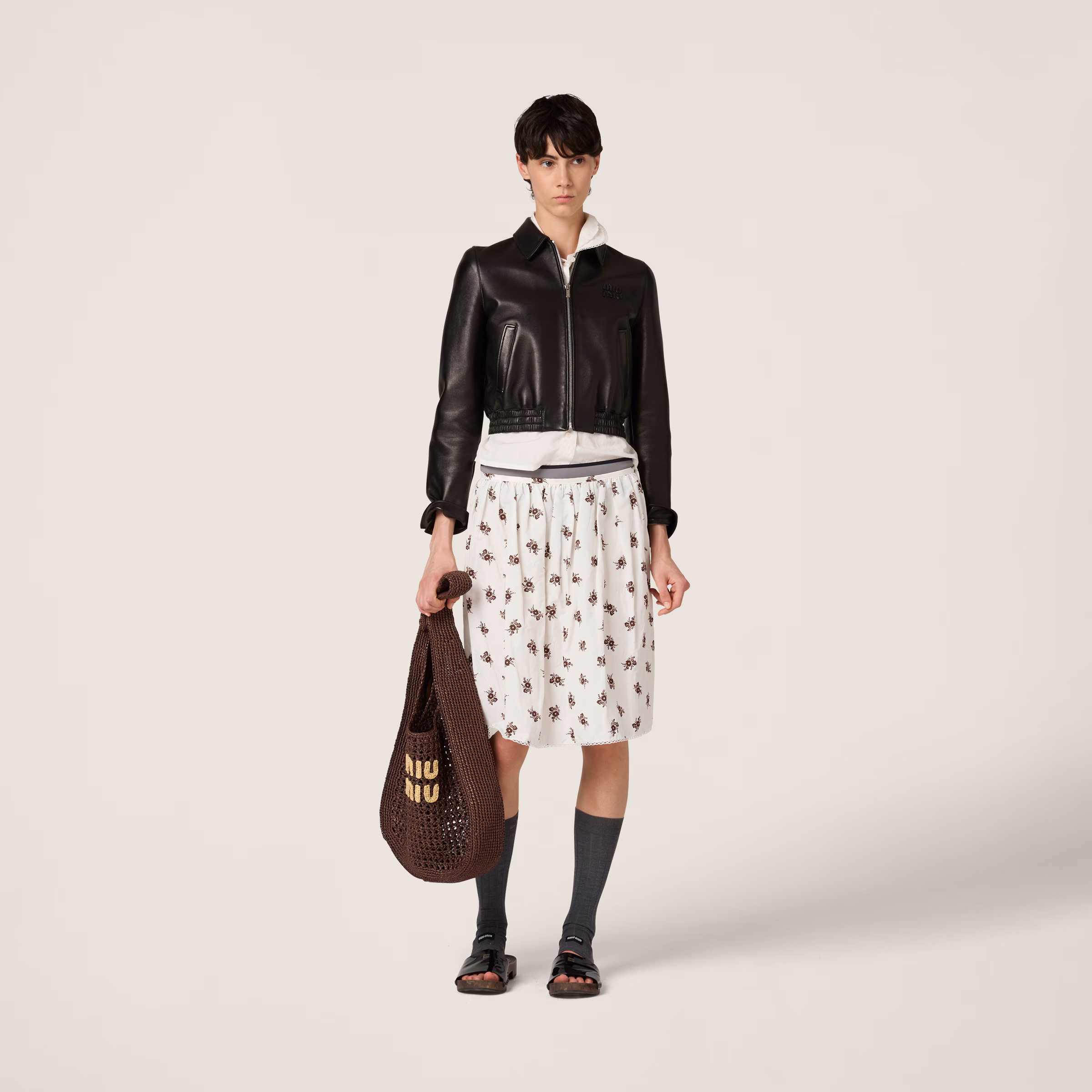 Printed Slubbed Poplin Skirt