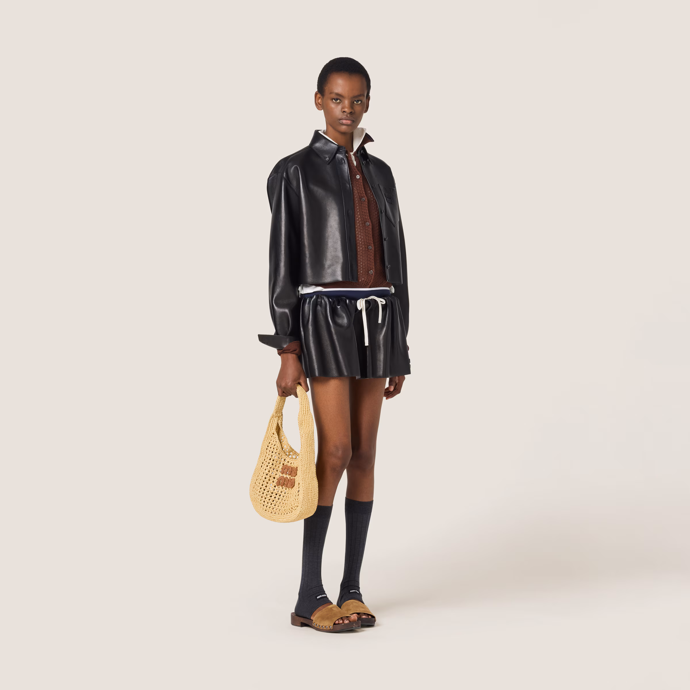 Plongé Nappa Leather Miniskirt