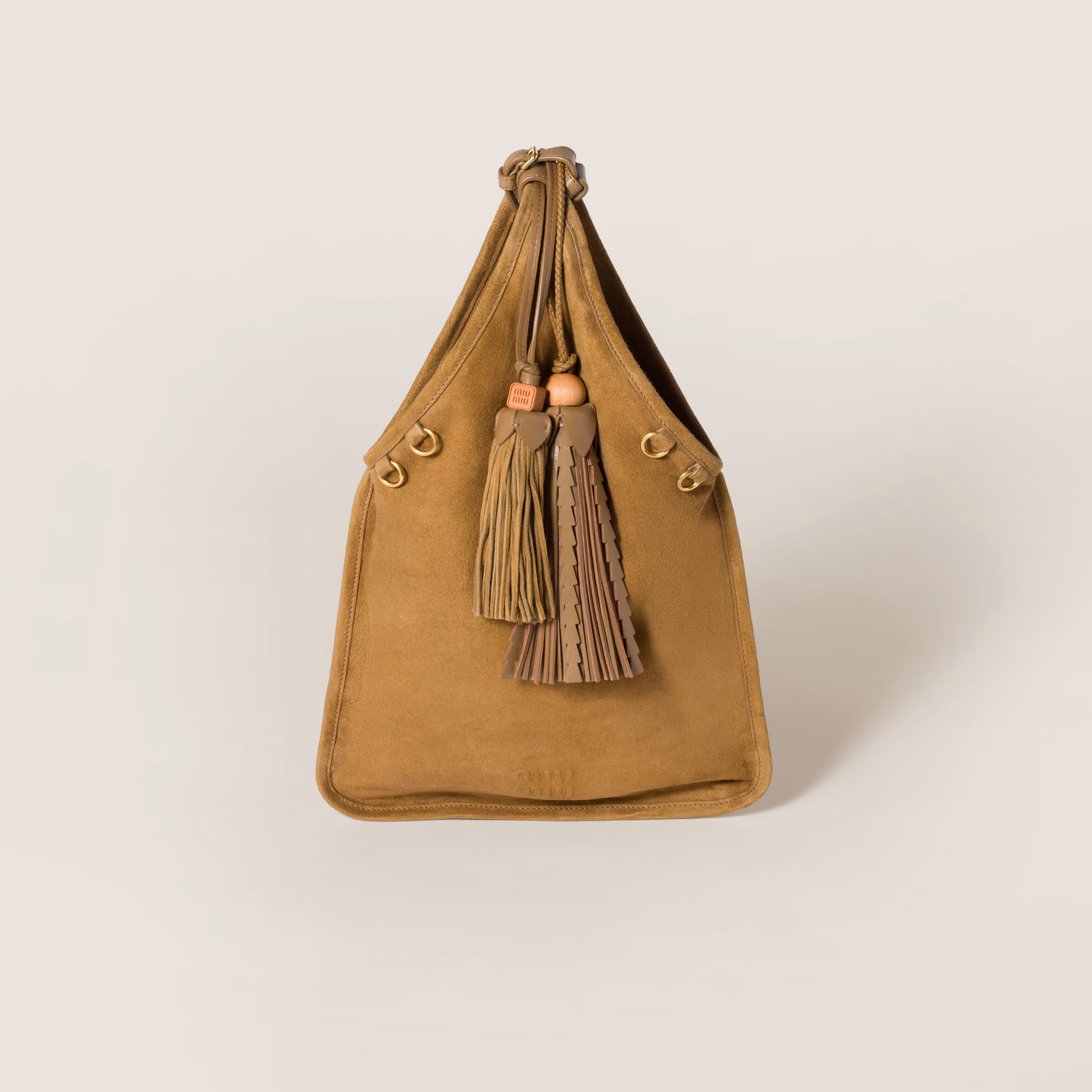 Suede Handbag With Tassels