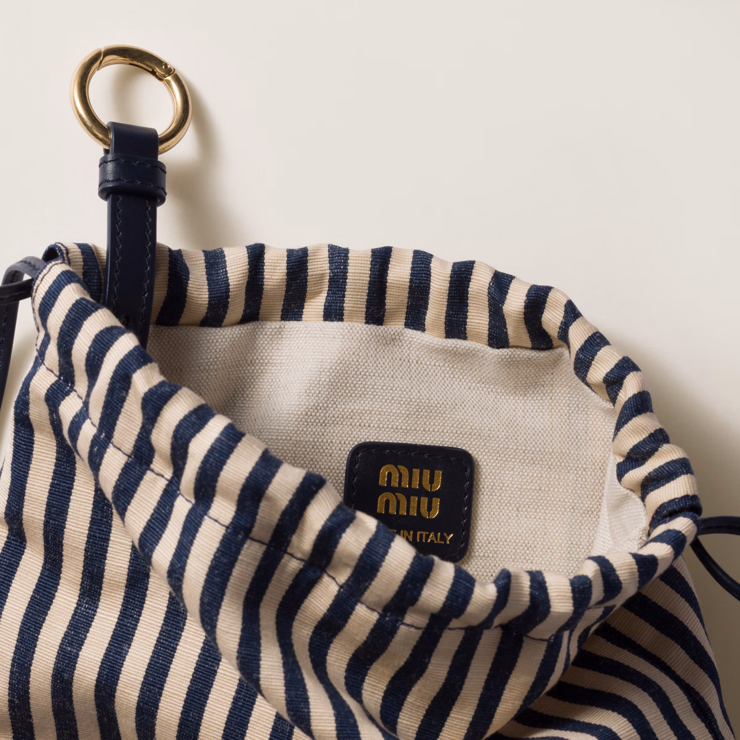 Striped Fabric Drawstring Pouch