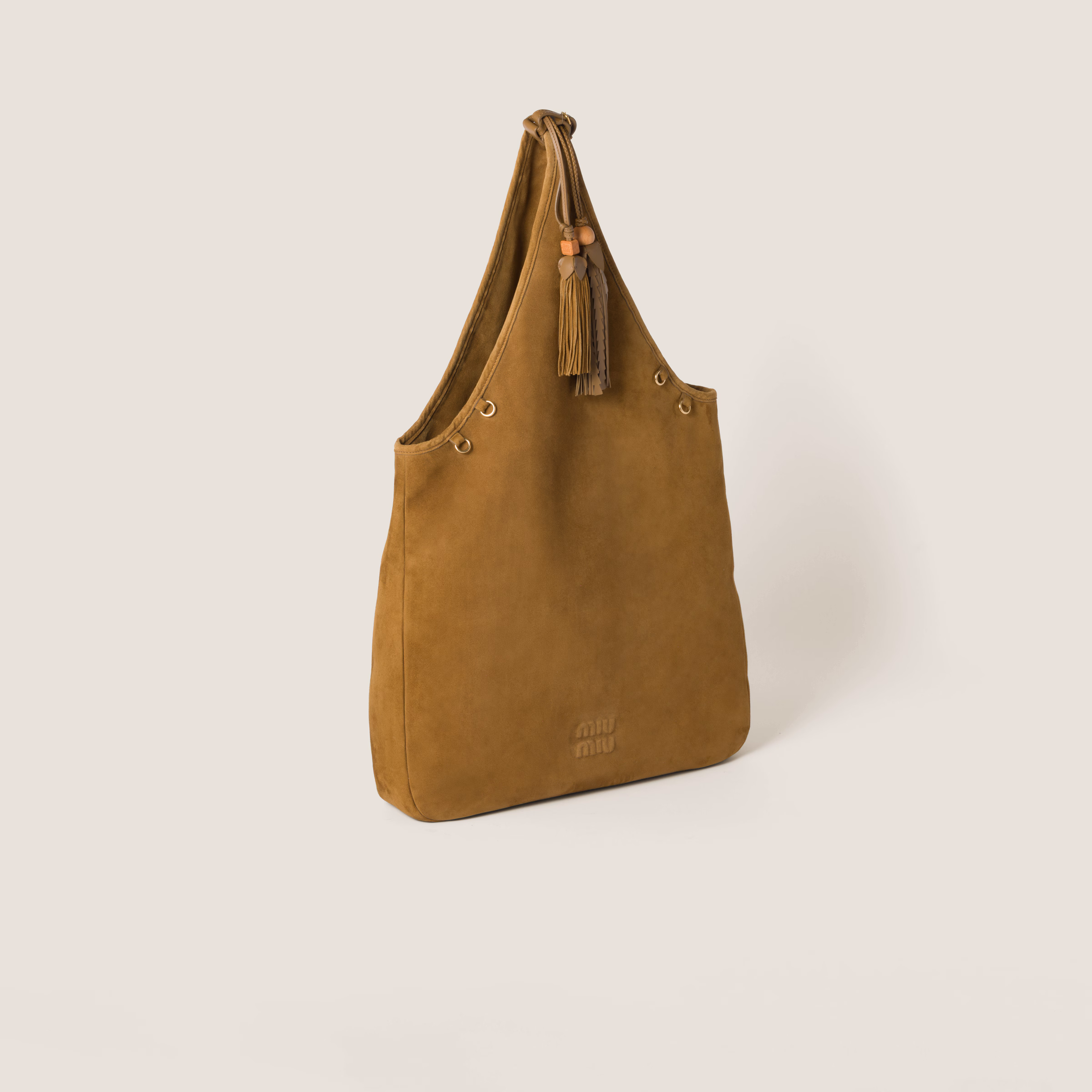 Suede Handbag With Tassels