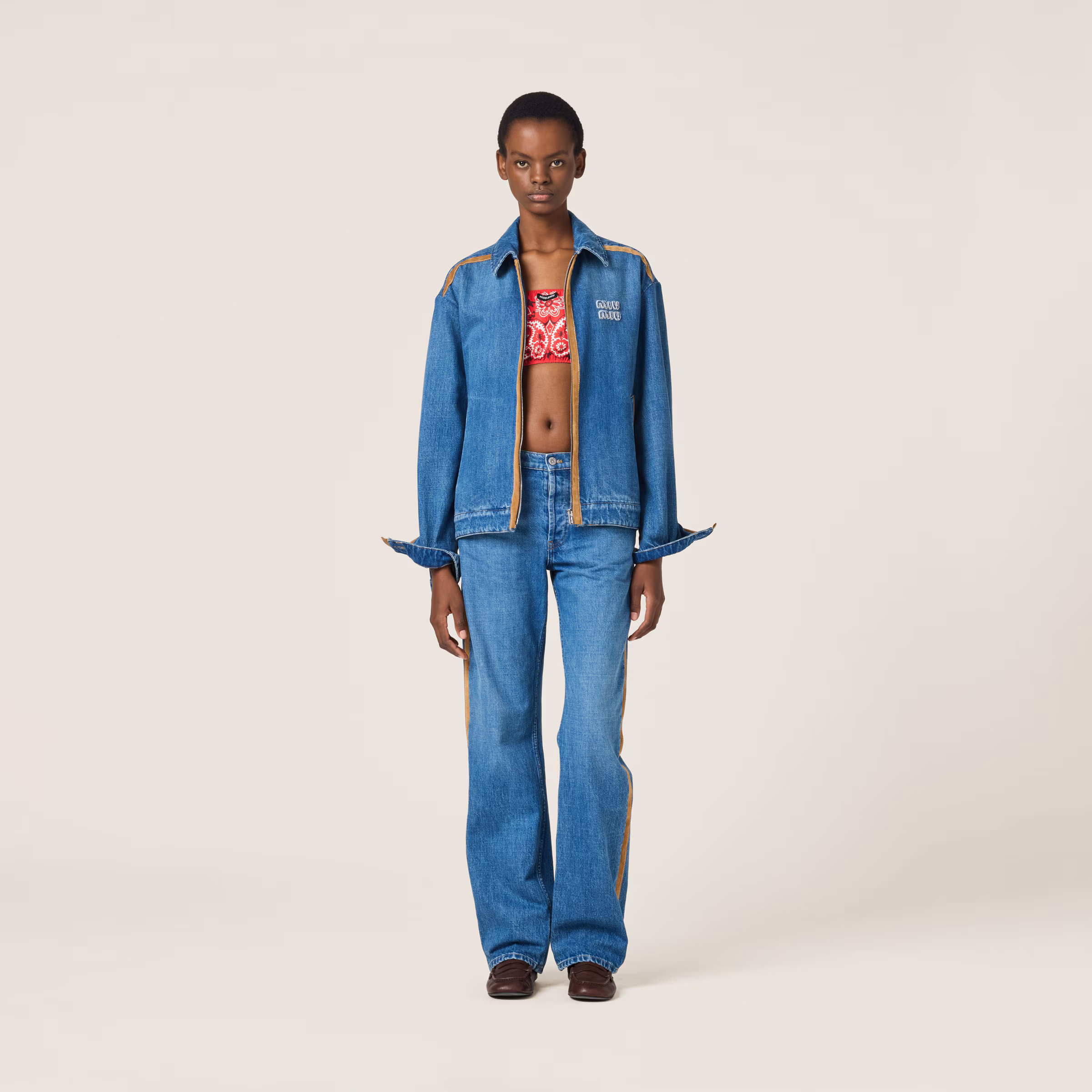 Denim And Leather Blouson Jacket