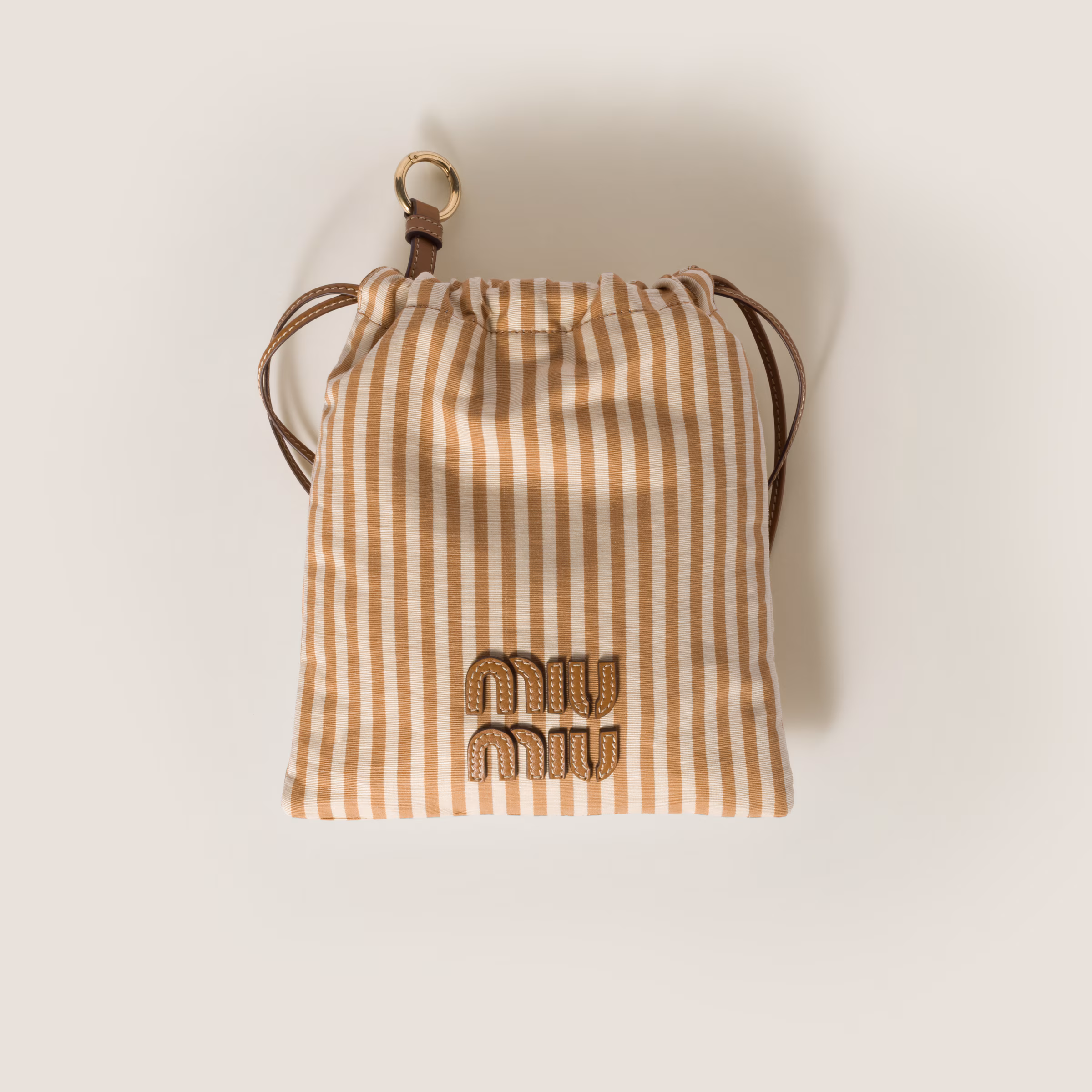 Striped Fabric Drawstring Pouch