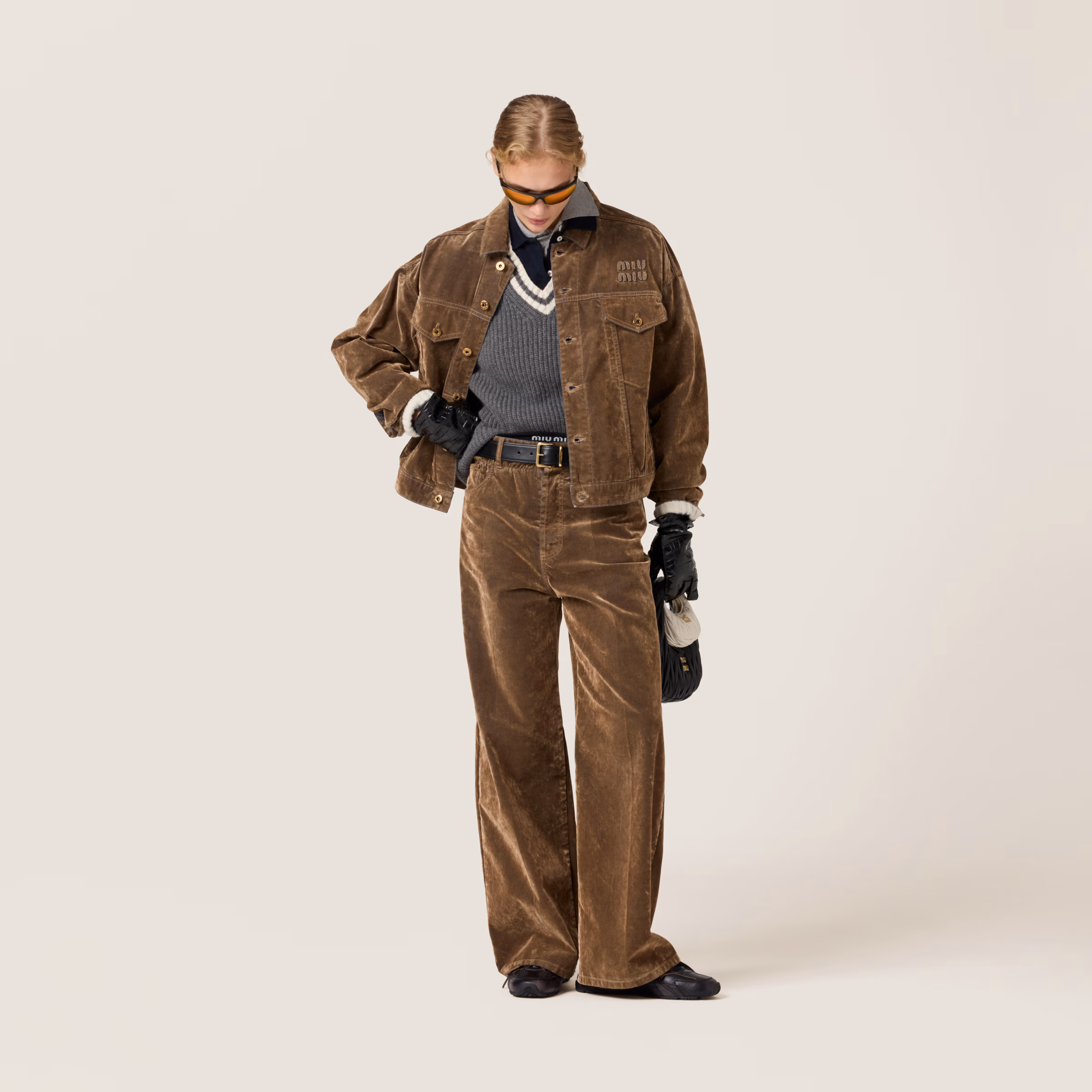 Washed Flocked Chambray Pants