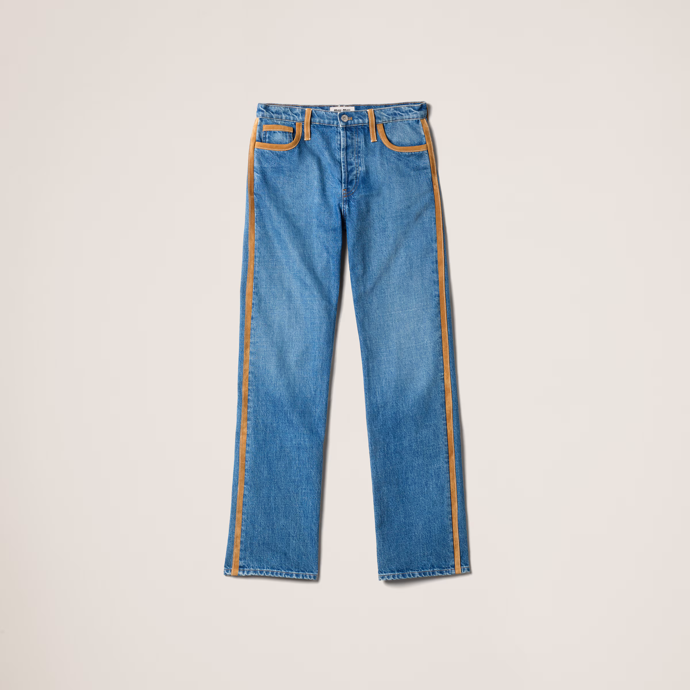 Denim And Leather Jeans