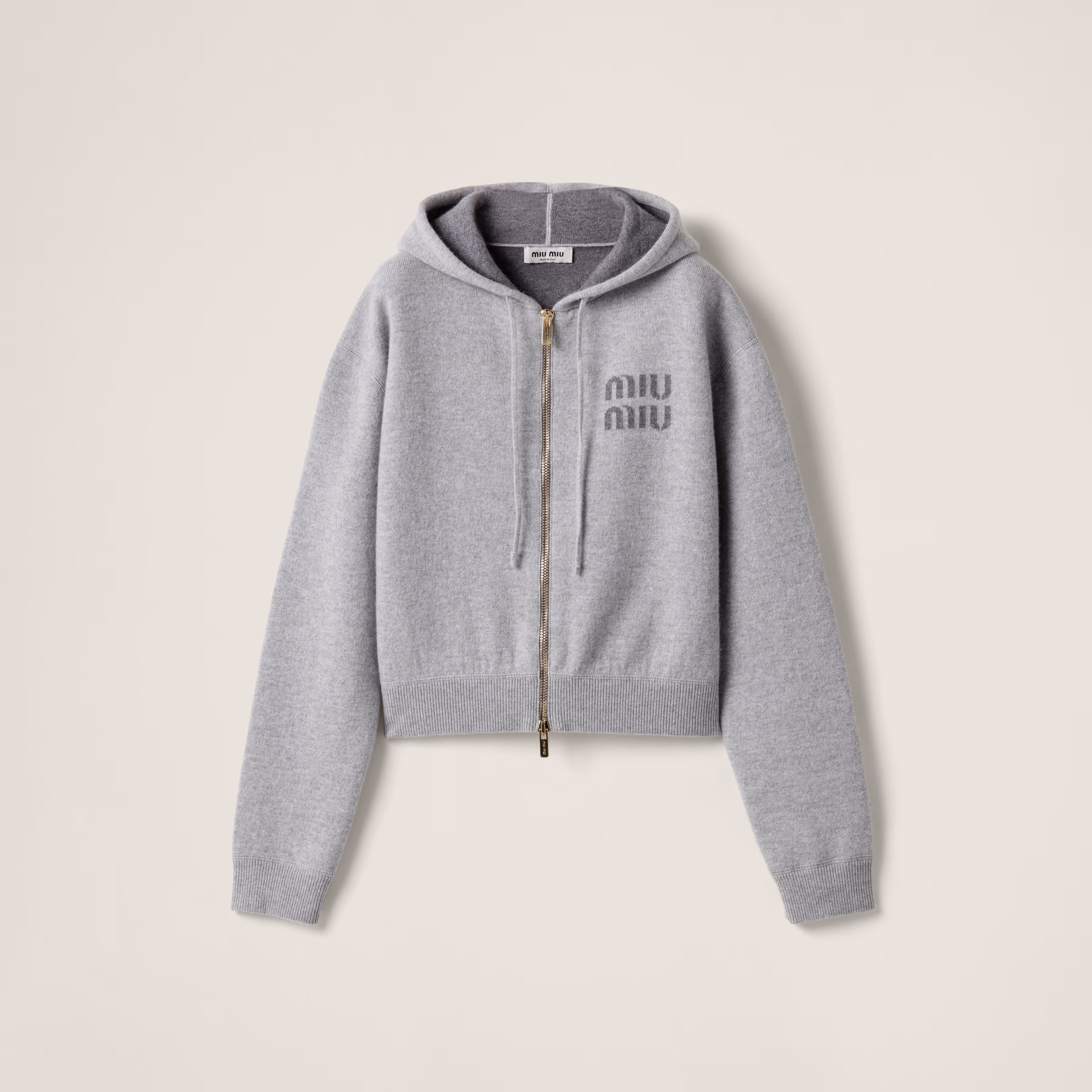 Double Cashmere Zipper Hoodie Cardigan