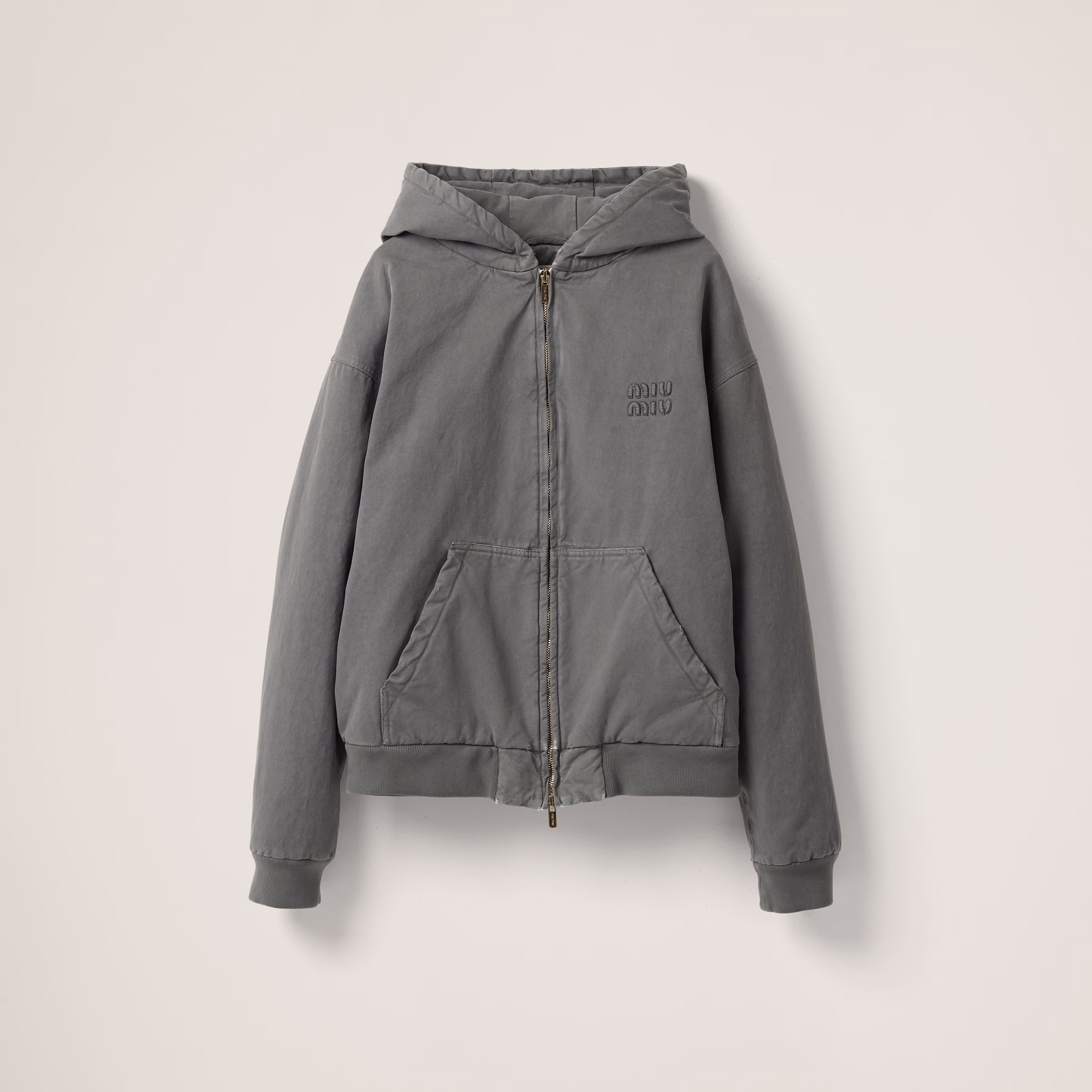 Garment-Dyed Blouson Jacket With Embroidered Logo